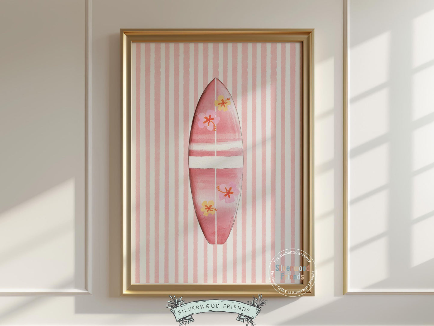 Pink Beach Nursery Prints, Girls Beach House Room Decor, Flamingo Surfboard Bikini Ice Cream - Summer Wall Art Set of 6 Digital Print
