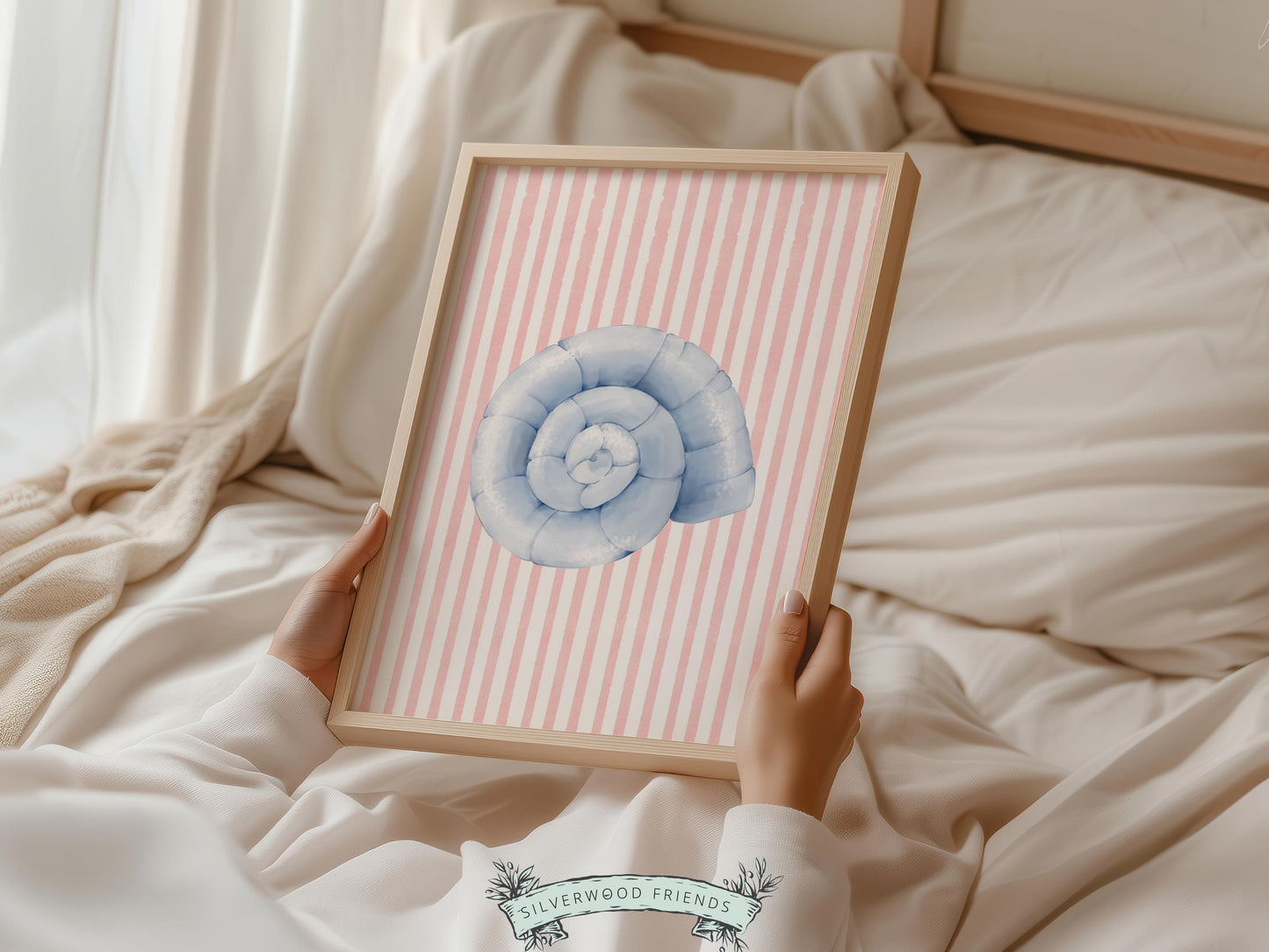 Pastel Seashell Prints Set of 6, Beach House Shell Wall Decor, Digital Download Prints