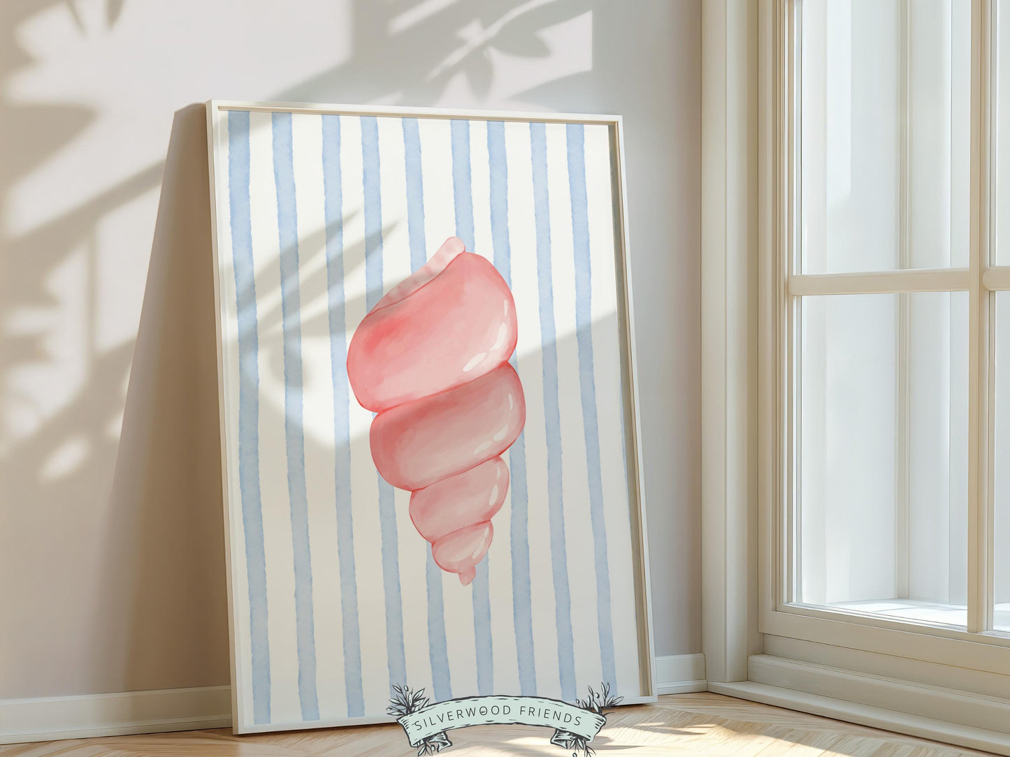 Seashell Prints Set of 6, Pastel Beach House Shell Wall Decor, Digital Download Prints