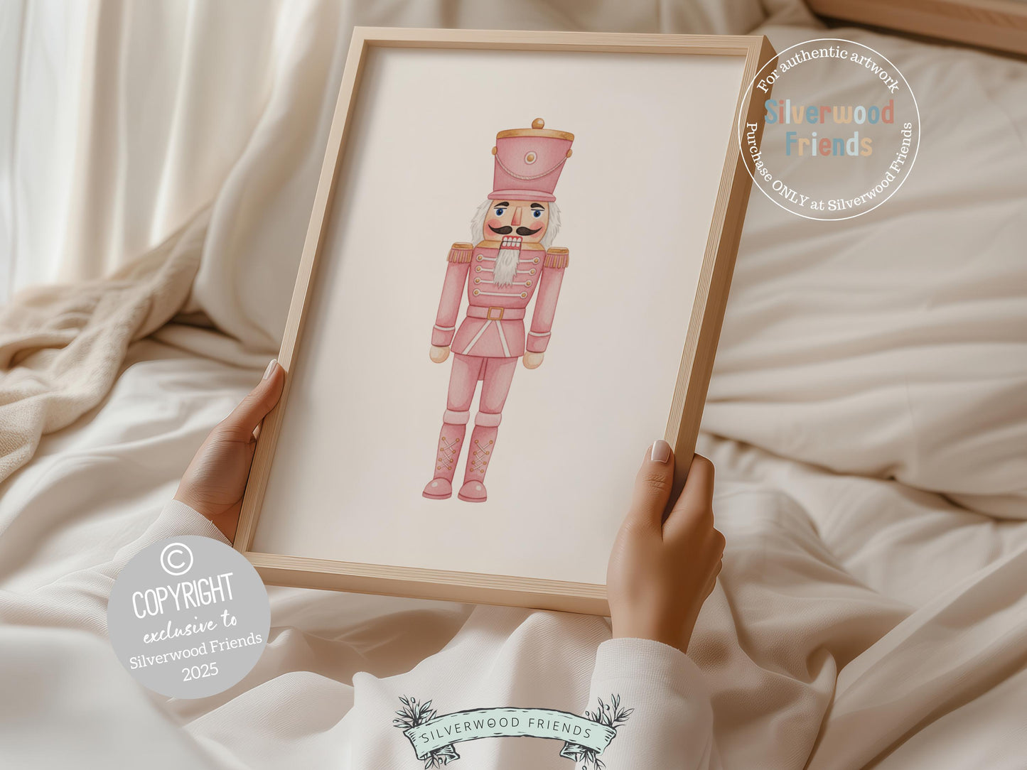 Set of 6 Pink Christmas Prints, Baby Girl Christmas Nursery Prints, Gingerbread Nutcracker Snowman Digital Download Print