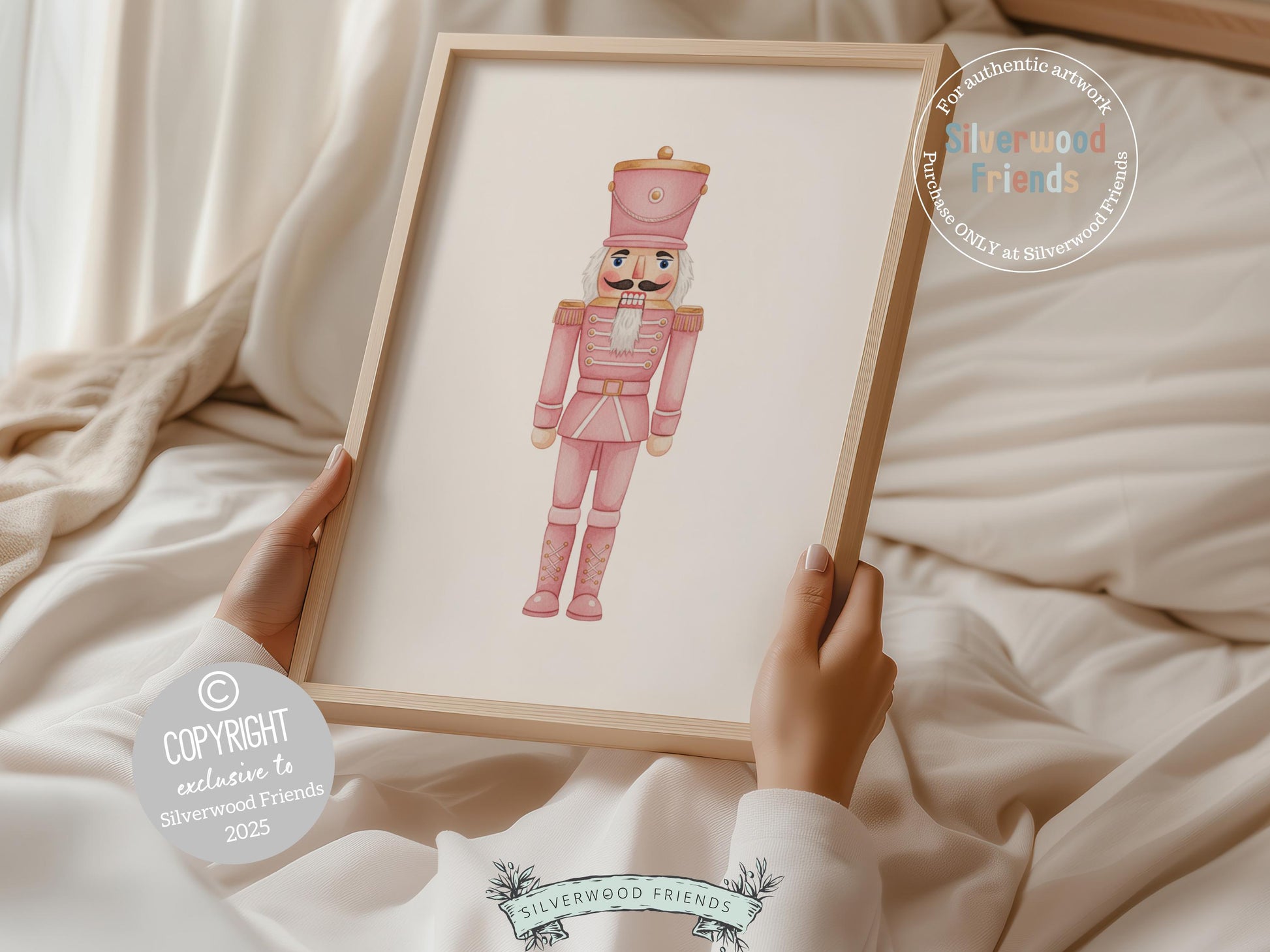 Set of 6 Pink Christmas Prints, Baby Girl Christmas Nursery Prints, Gingerbread Nutcracker Snowman Digital Download Print