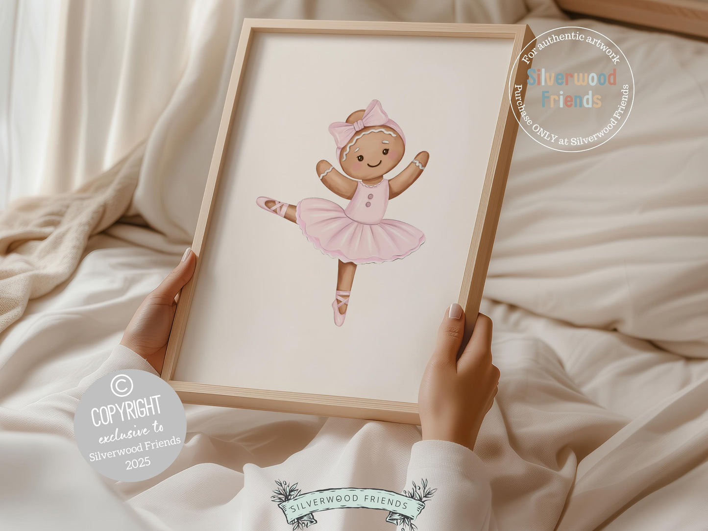 Set of 6 Pink Christmas Prints, Baby Girl Christmas Nursery Decor, Gingerbread Digital Download Print