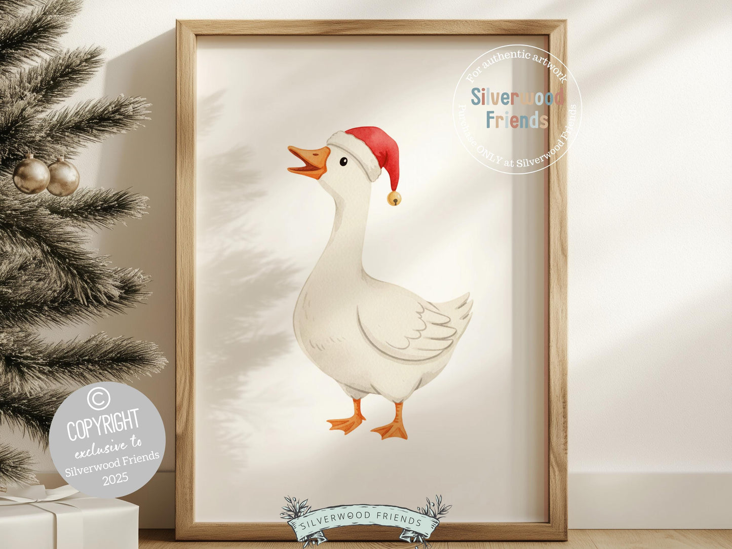 Set of 3 Christmas Duck Nursery Prints, Silly Goose Nursery Decor, Digital Download Print