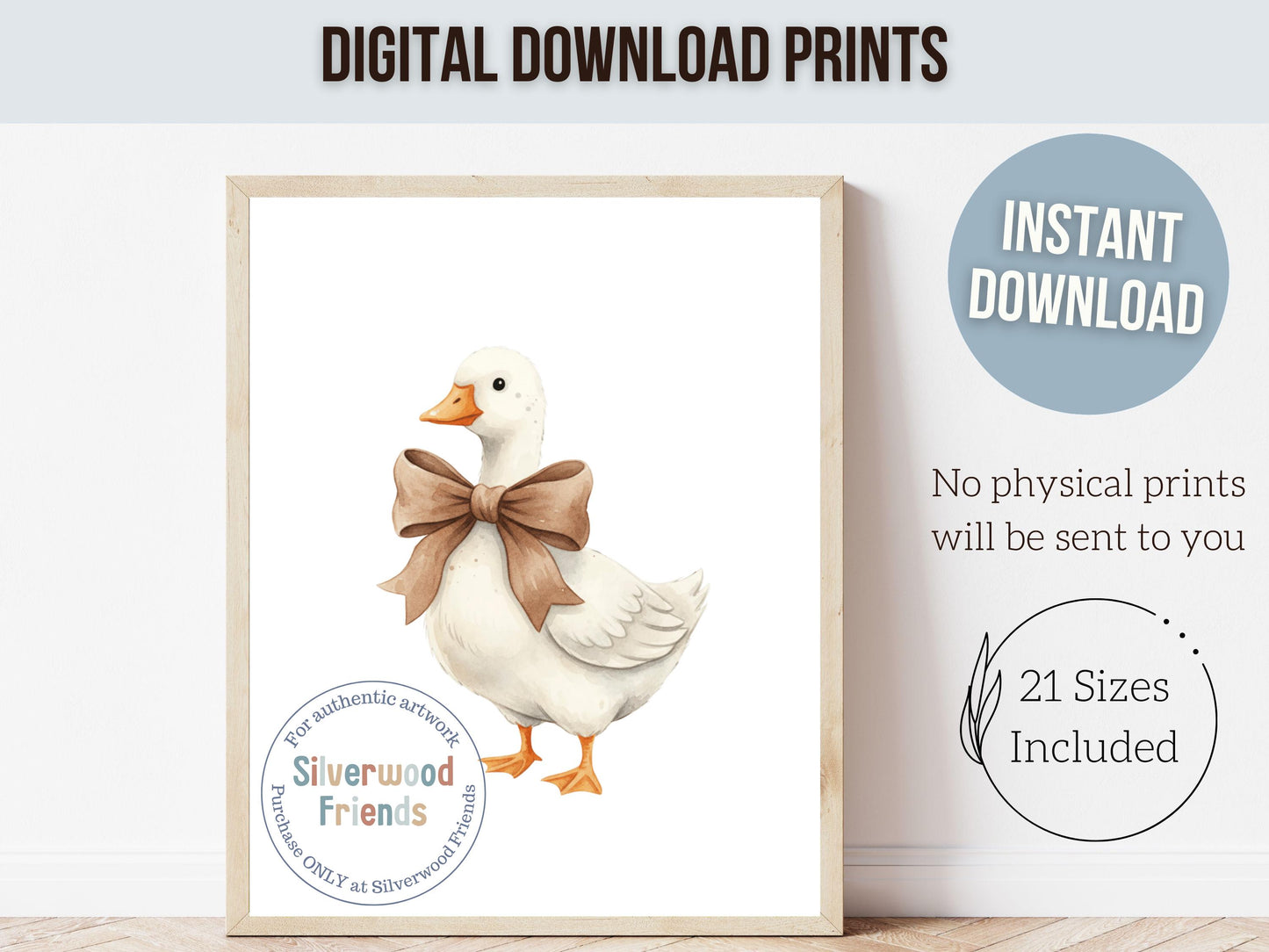 Set of 3 Duck Nursery Prints, Beige Duck Nursery Decor, Gender Neutral Western Nursery Wall Art, Digital Download