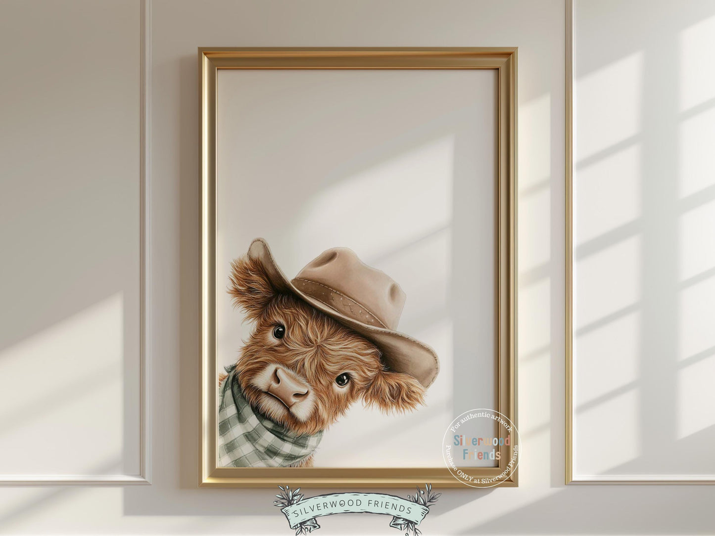 Peeking Baby Highland Cow Nursery Prints, Sage Green Highland Cow Twin Nursery Decor, Cowboy Western Nursery Wall Art Digital Print Gift