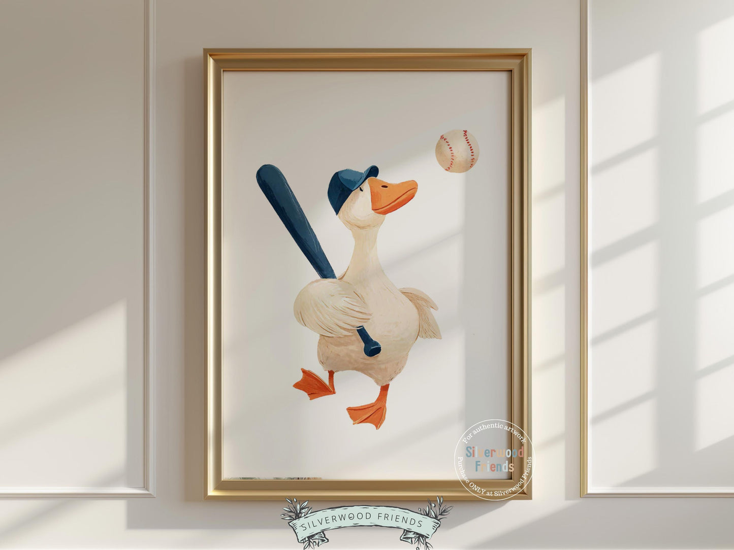 Set of 3 Baseball Duck Nursery Prints, Navy Blue Sports Nursery Decor, Softball Nursery Wall Art, Silly Goose Nursery Digital Print