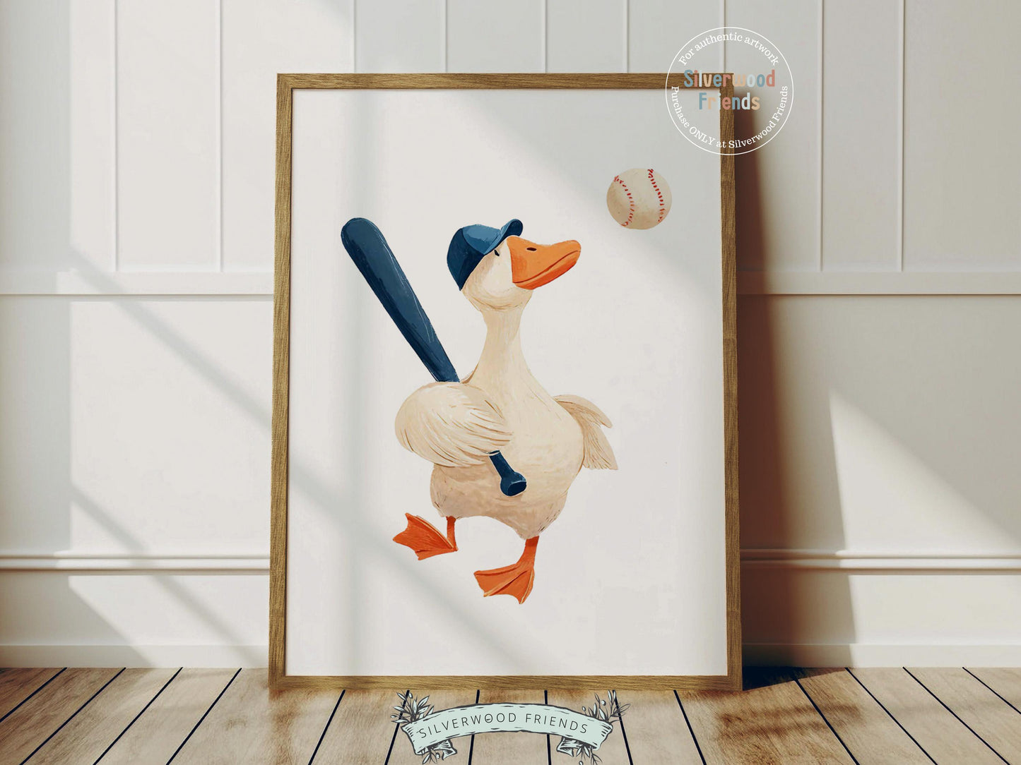 Set of 3 Baseball Duck Nursery Prints, Navy Blue Sports Nursery Decor, Softball Nursery Wall Art, Silly Goose Nursery Digital Print
