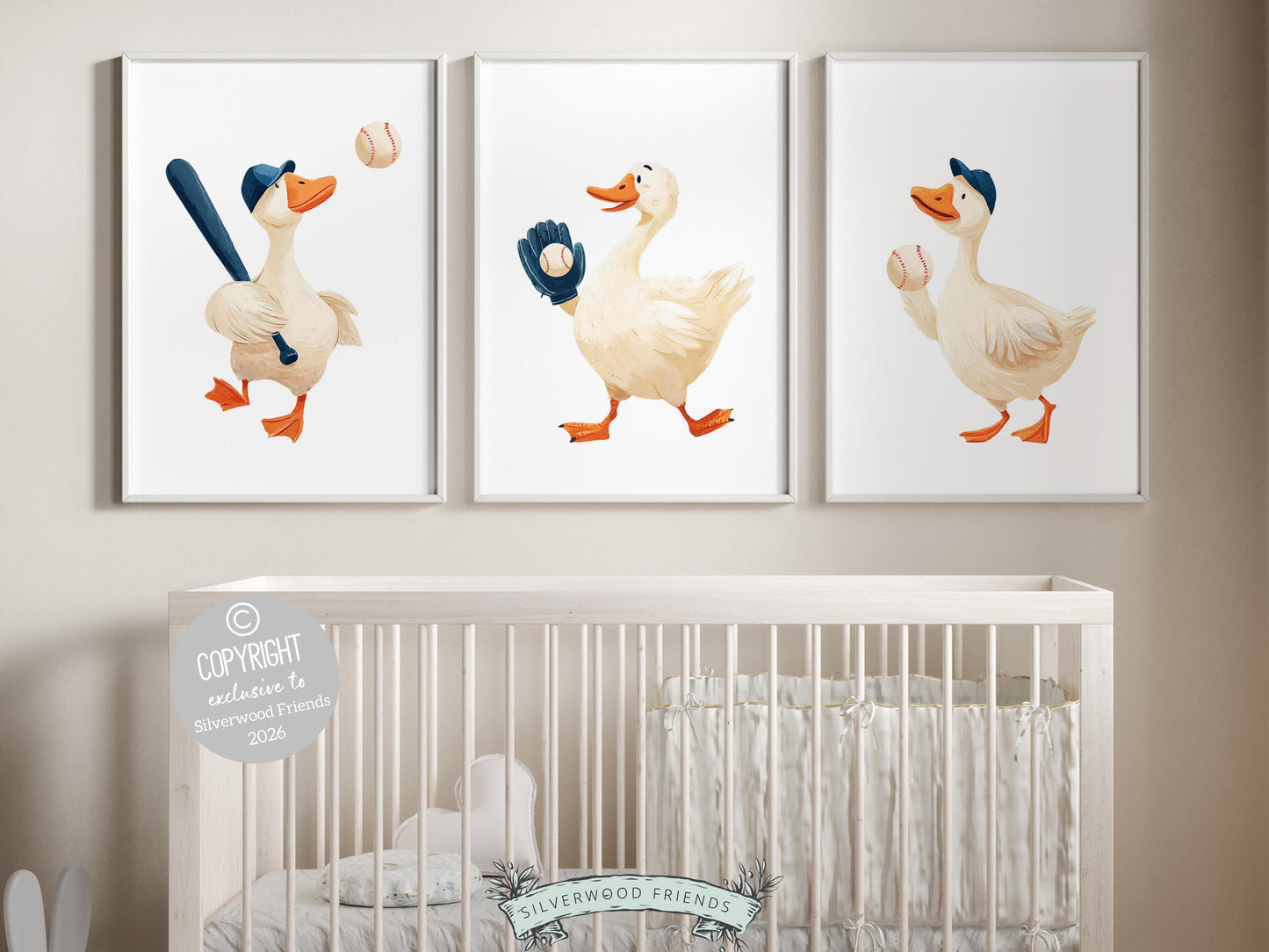 Bring playful charm to your child’s space with our Set of 3 Baseball Goose Prints, featuring adorable geese playing baseball and adding a fun, sporty touch to any nursery, playroom, or sports-themed bedroom. This whimsical set makes a thoughtful baby shower gift for future baseball or softball lovers and is a timeless piece of wall art that will be cherished for years to come. ⚾🪿