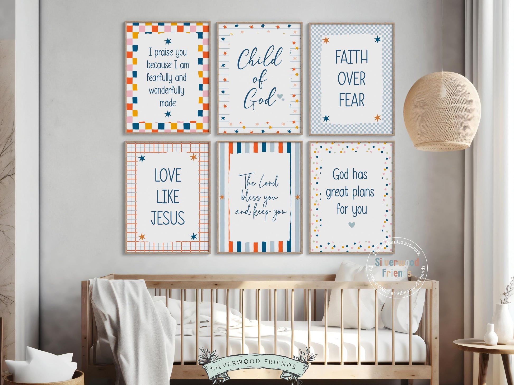 Set of 6 Christian Kids Wall Art Prints, Bible Verse Nursery Decor, Faith Based Kids Room Decor, Motivational Bible Quotes for Kids(Digital)