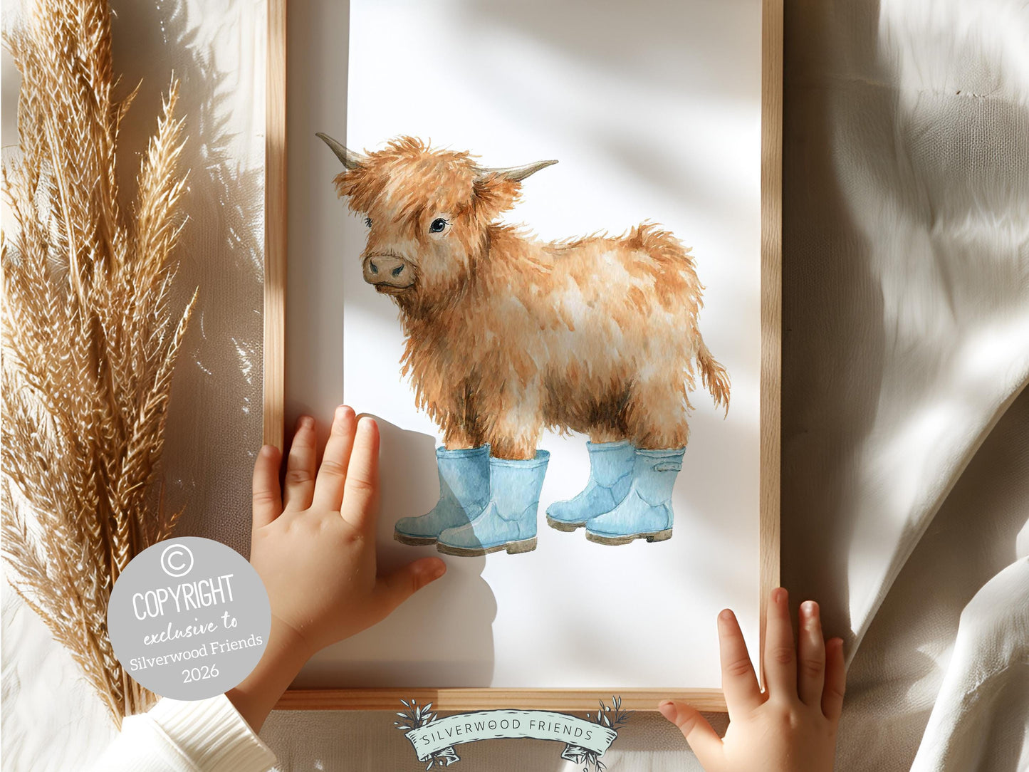 Baby Farm Animal Prints, Blue Farmyard Animal Nursery Decor (Digital Print)