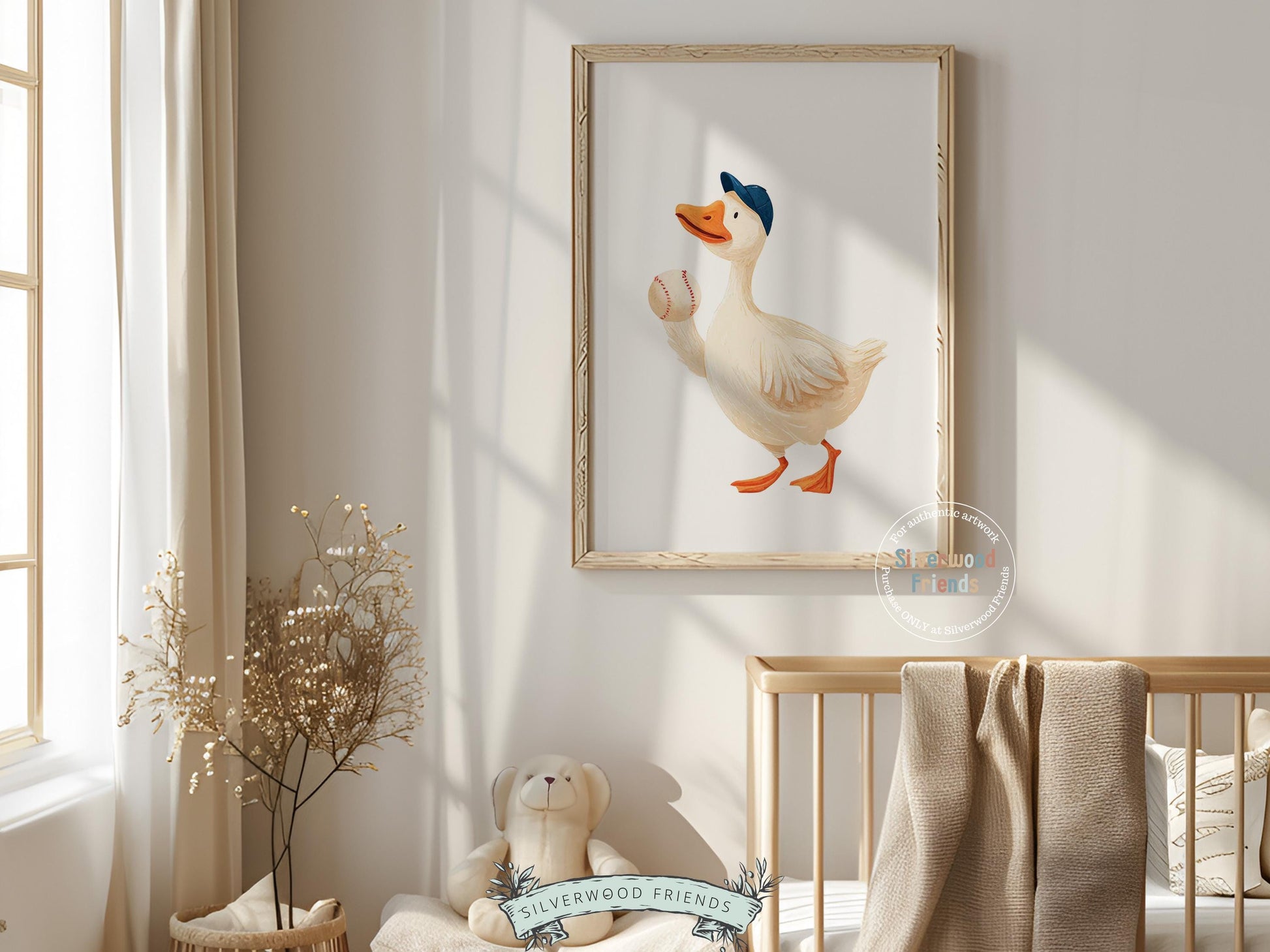 Set of 3 Baseball Duck Nursery Prints, Navy Blue Sports Nursery Decor, Softball Nursery Wall Art, Silly Goose Nursery Digital Print
