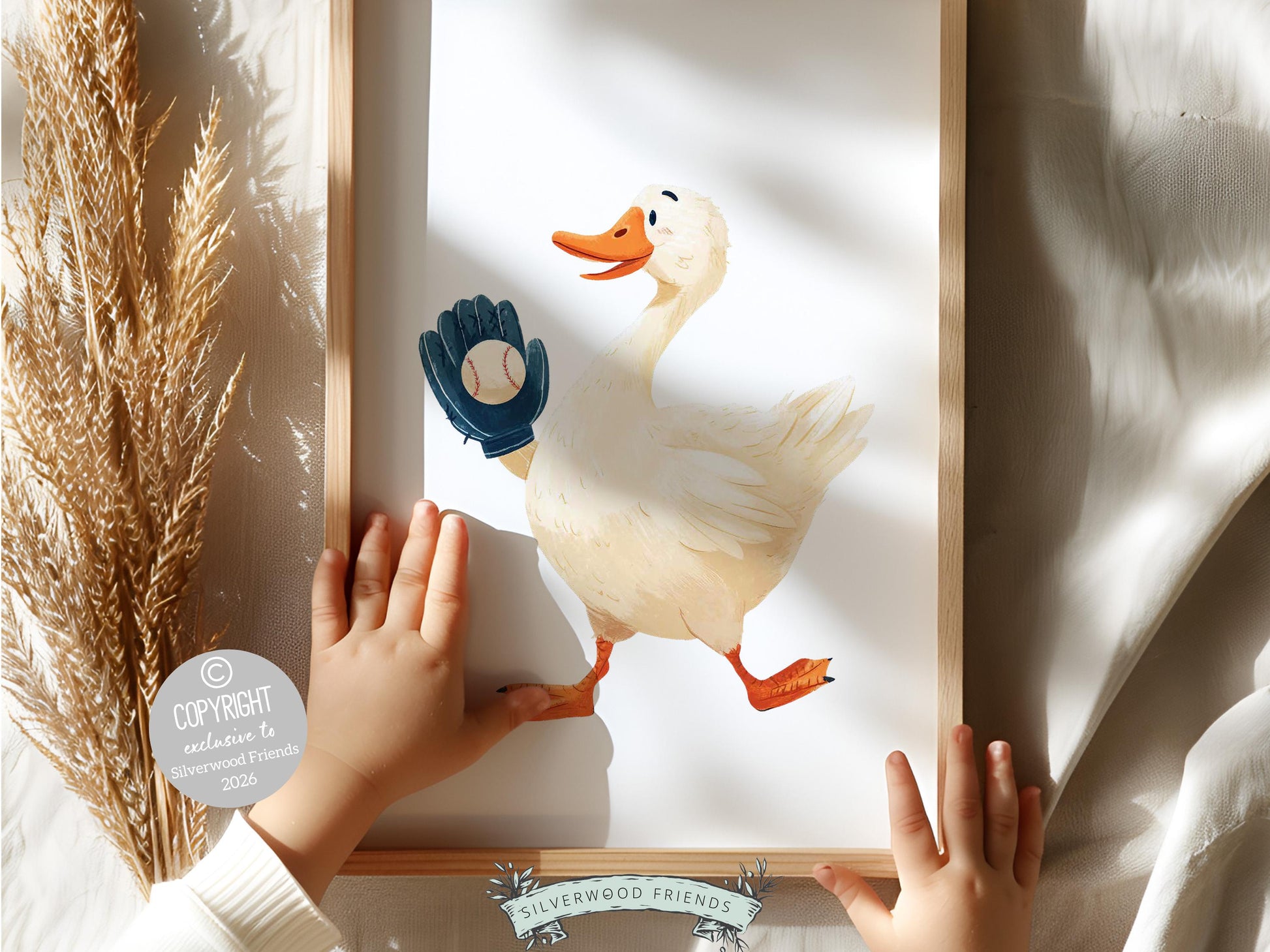 Set of 3 Baseball Duck Nursery Prints, Navy Blue Sports Nursery Decor, Softball Nursery Wall Art, Silly Goose Nursery Digital Print