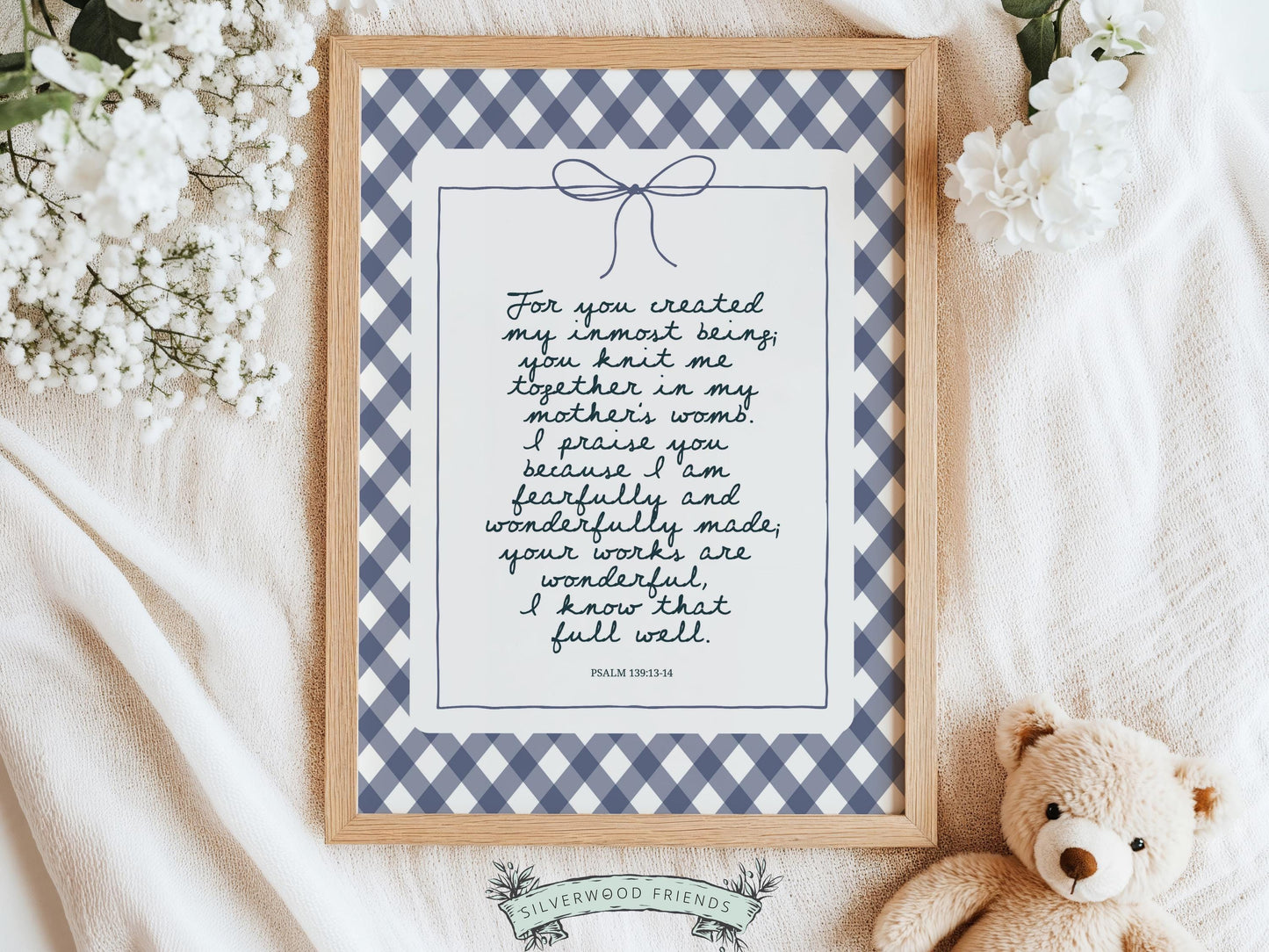 Christian Wall Art, Bible Verse Nursery Print, Christian Faith Nursery Decor, Scripture Nursery Wall Art, Psalm 139:13-14 (Digital Download)