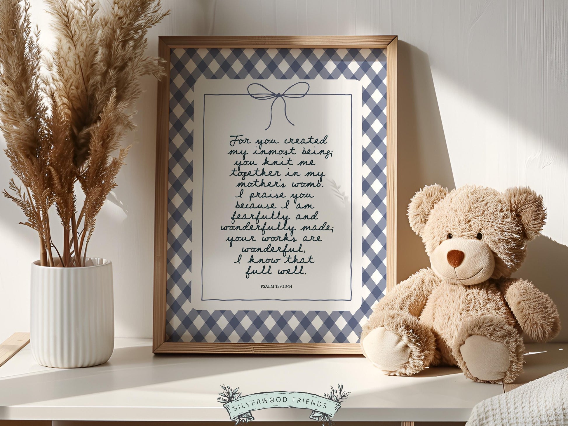 Christian Wall Art, Bible Verse Nursery Print, Christian Faith Nursery Decor, Scripture Nursery Wall Art, Psalm 139:13-14 (Digital Download)