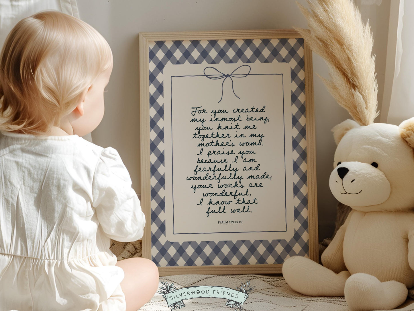 Christian Wall Art, Bible Verse Nursery Print, Christian Faith Nursery Decor, Scripture Nursery Wall Art, Psalm 139:13-14 (Digital Download)
