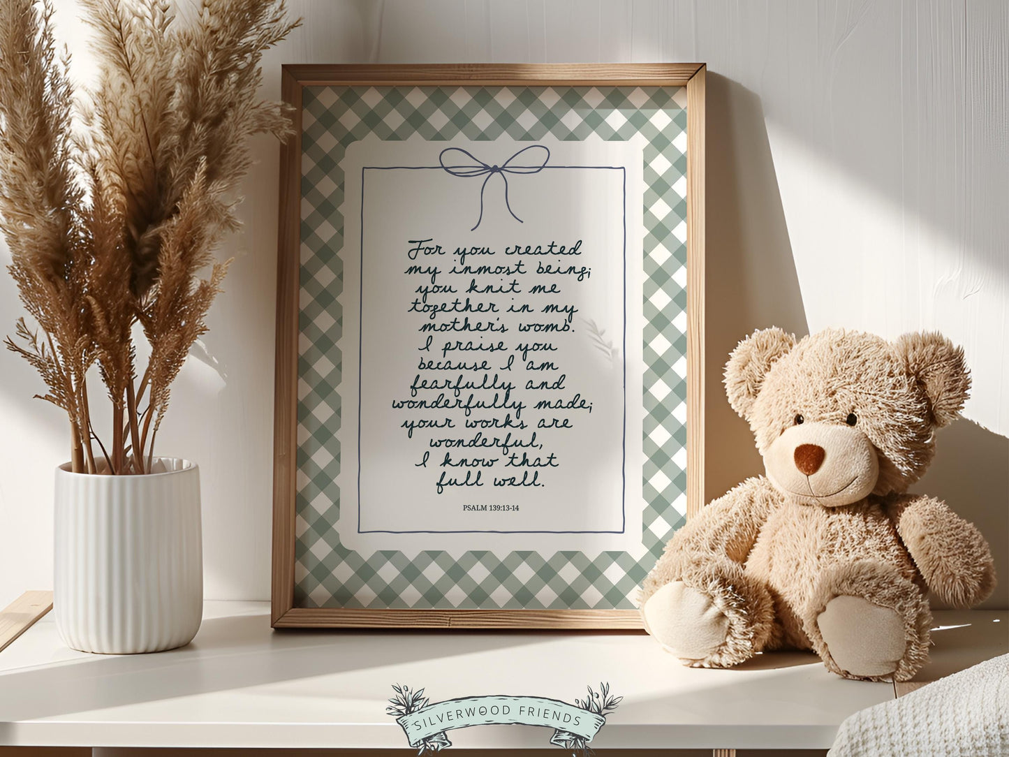 Christian Wall Art, Bible Verse Nursery Print, Christian Faith Nursery Decor, Scripture Nursery Wall Art, Psalm 139:13-14 (Digital Download)