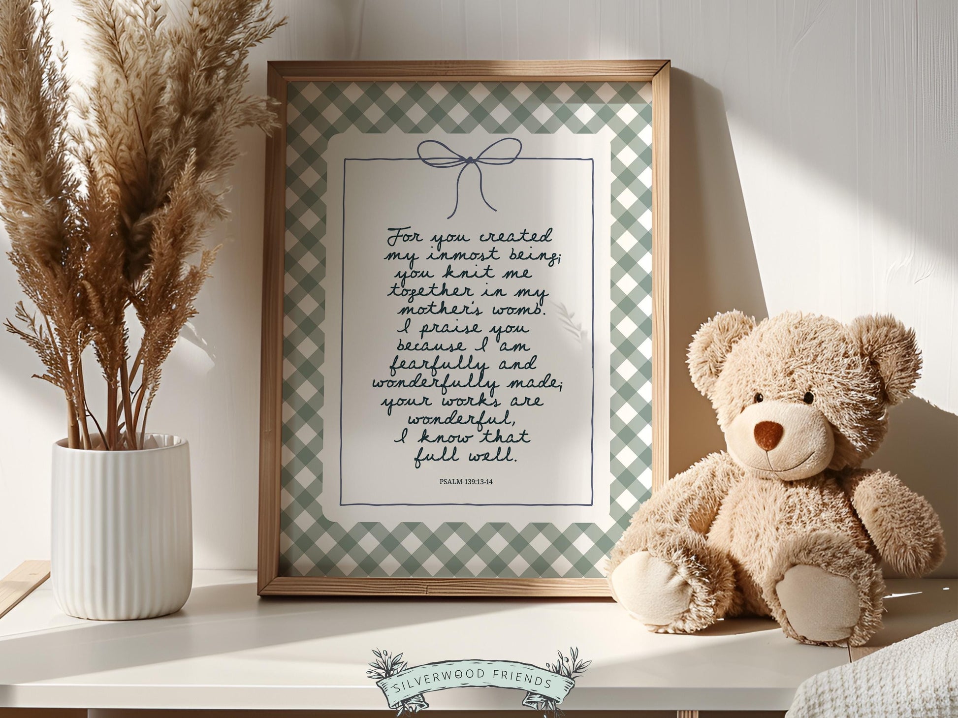 Christian Wall Art, Bible Verse Nursery Print, Christian Faith Nursery Decor, Scripture Nursery Wall Art, Psalm 139:13-14 (Digital Download)
