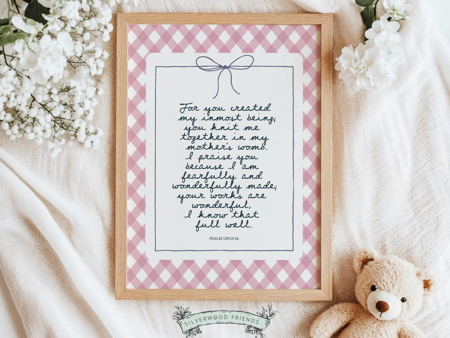 Christian Wall Art, Bible Verse Nursery Print, Christian Faith Nursery Decor, Scripture Nursery Wall Art, Psalm 139:13-14 (Digital Download)