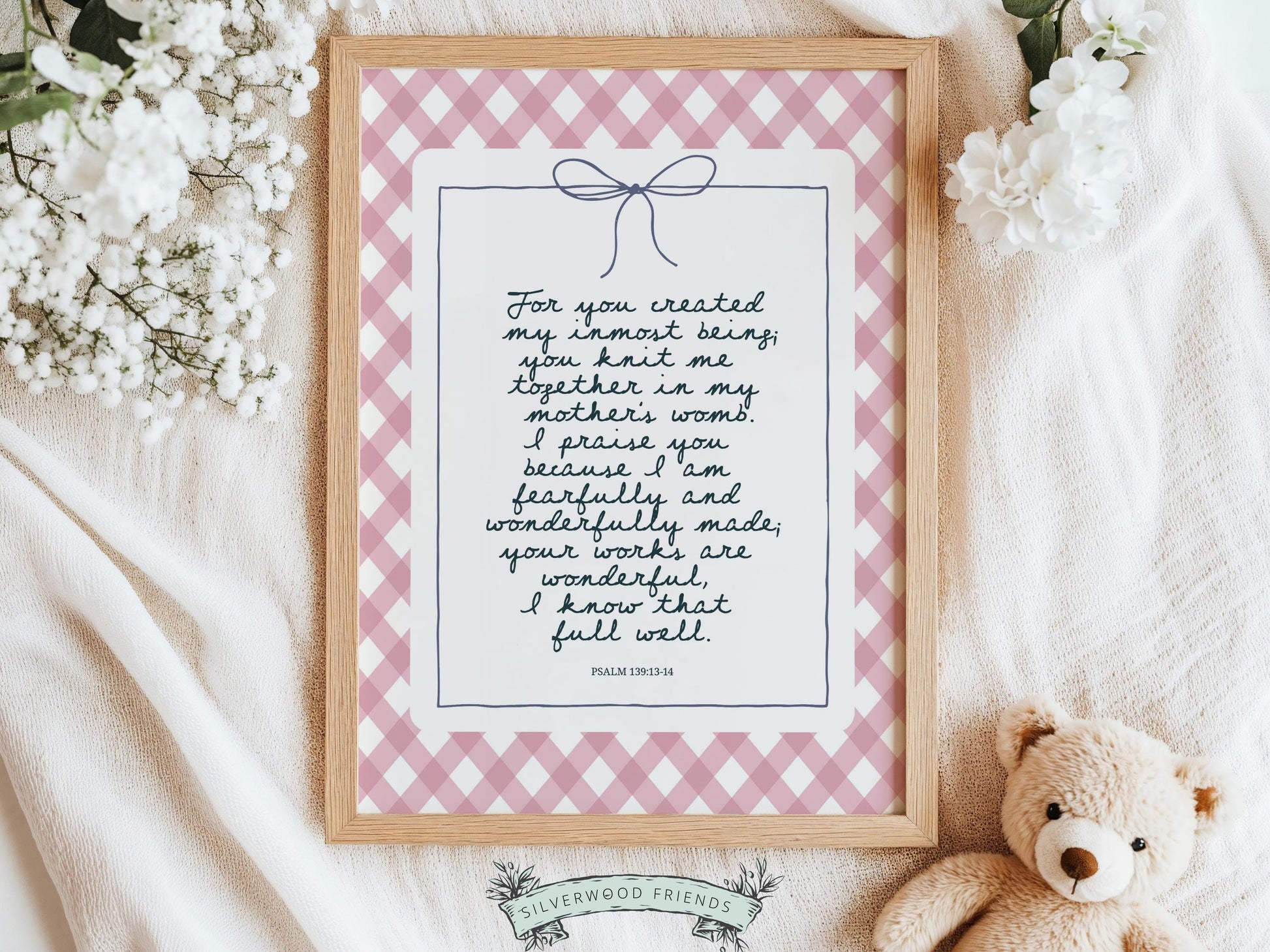 Christian Wall Art, Bible Verse Nursery Print, Christian Faith Nursery Decor, Scripture Nursery Wall Art, Psalm 139:13-14 (Digital Download)