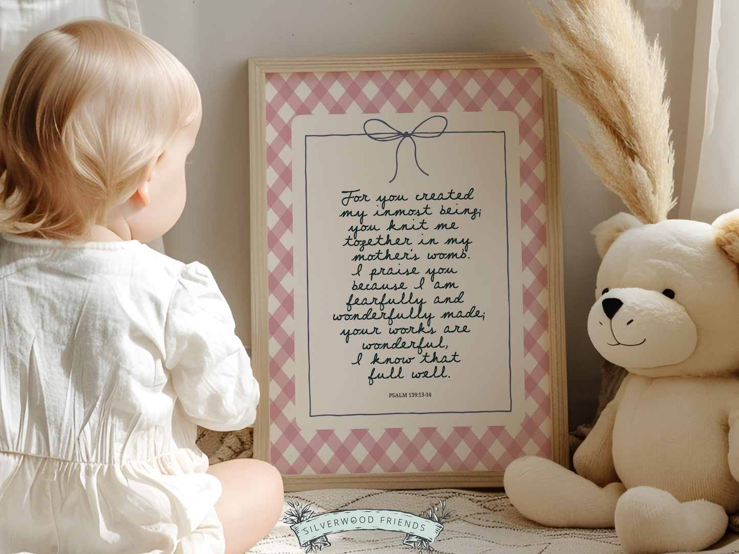 Christian Wall Art, Bible Verse Nursery Print, Christian Faith Nursery Decor, Scripture Nursery Wall Art, Psalm 139:13-14 (Digital Download)