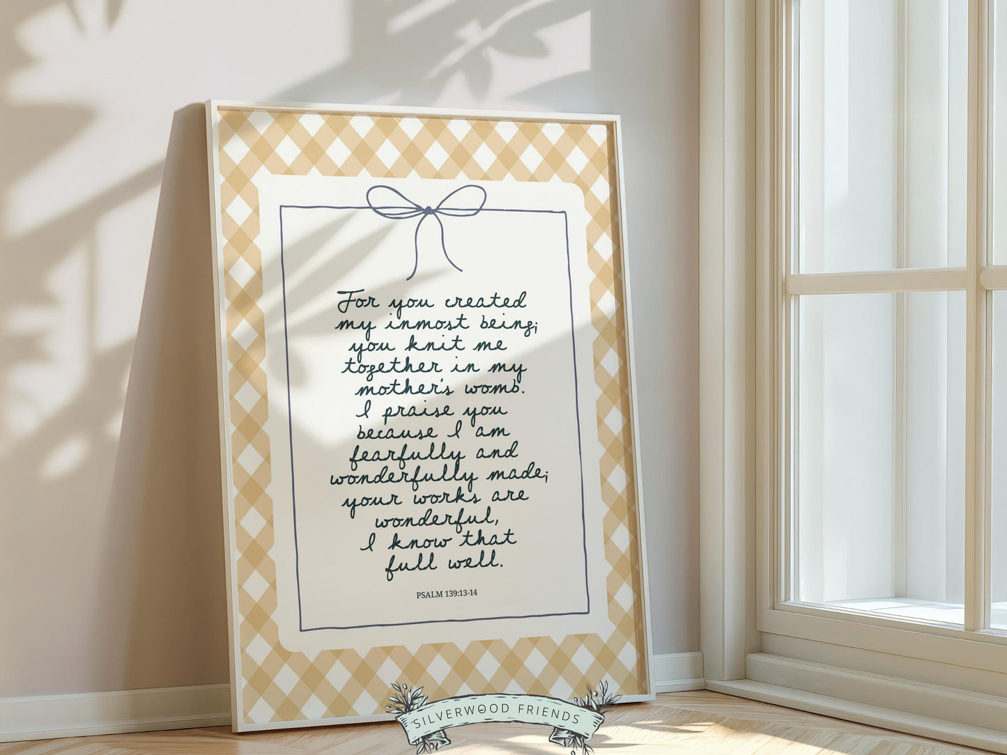 Christian Wall Art, Bible Verse Nursery Print, Christian Faith Nursery Decor, Scripture Nursery Wall Art, Psalm 139:13-14 (Digital Download)
