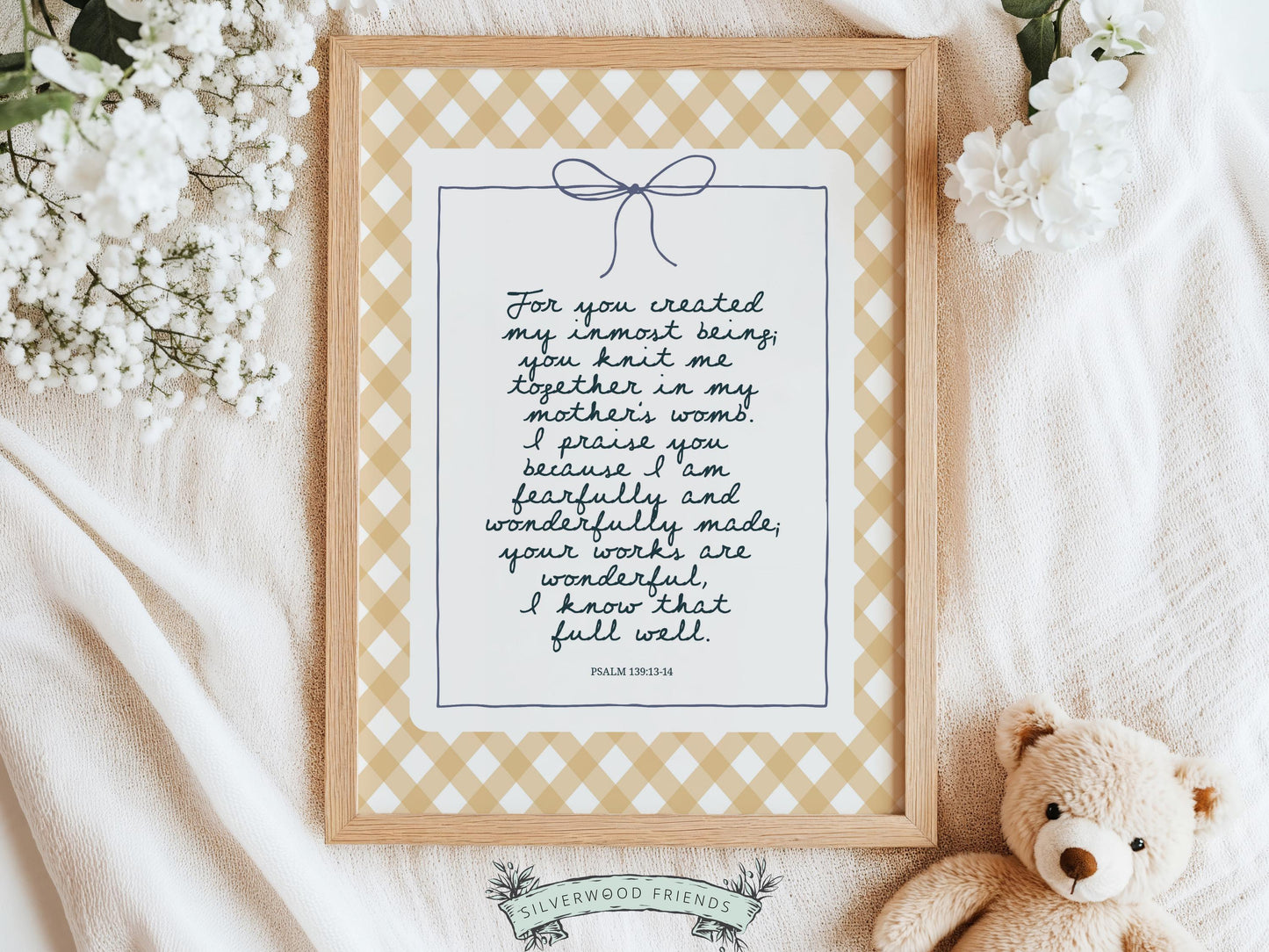 Christian Wall Art, Bible Verse Nursery Print, Christian Faith Nursery Decor, Scripture Nursery Wall Art, Psalm 139:13-14 (Digital Download)