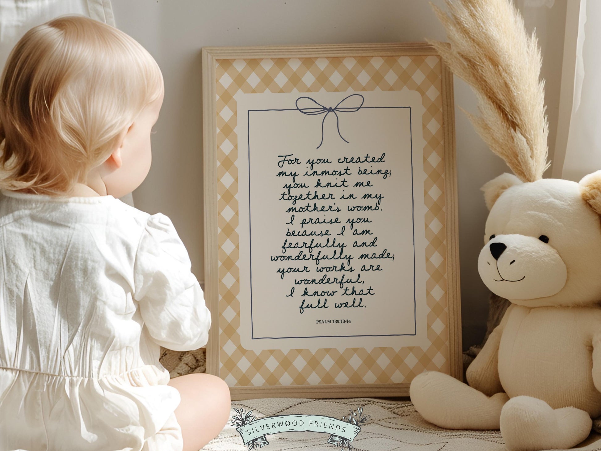 Christian Wall Art, Bible Verse Nursery Print, Christian Faith Nursery Decor, Scripture Nursery Wall Art, Psalm 139:13-14 (Digital Download)