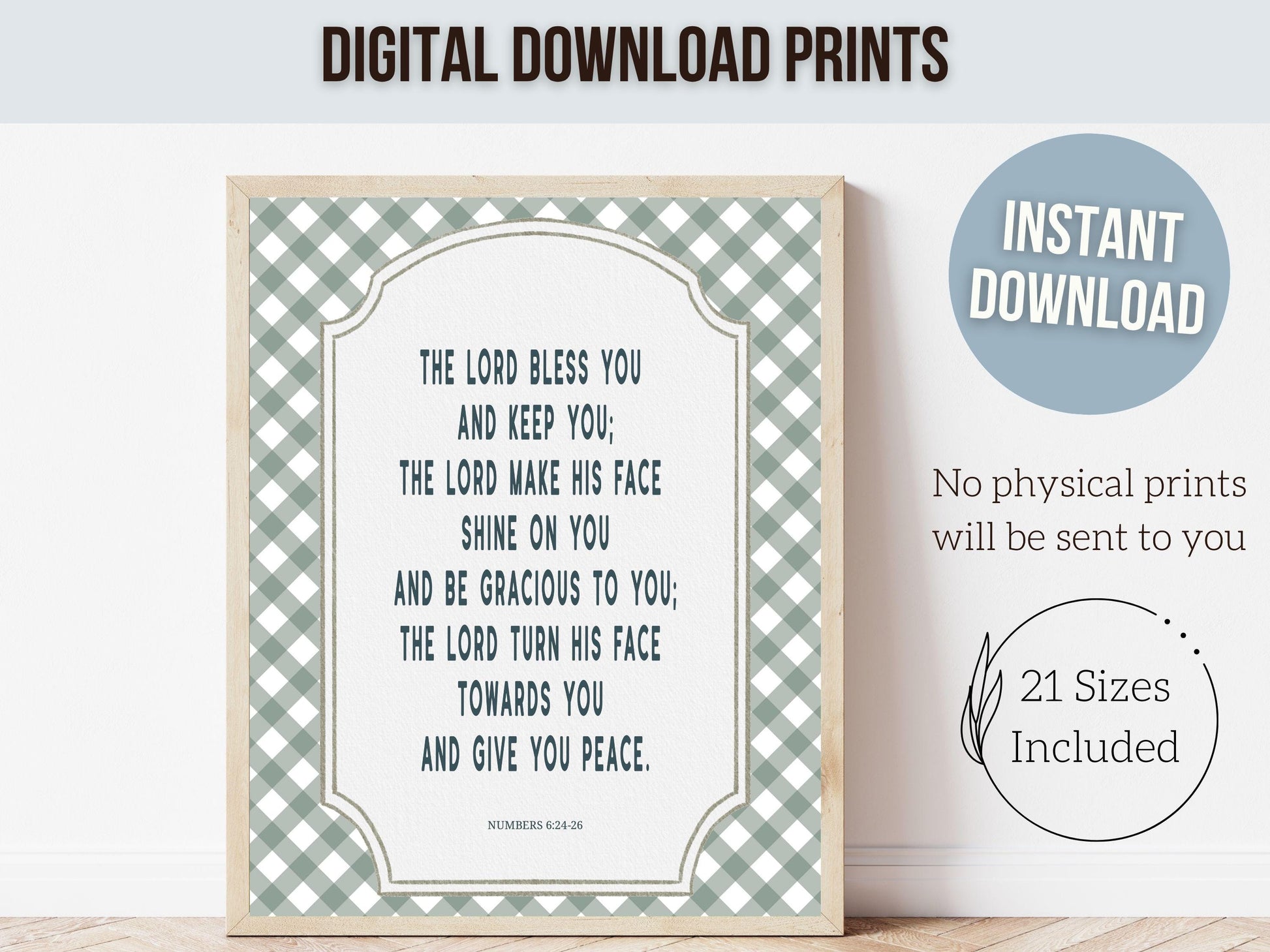 Christian Nursery Wall Art, The Lord Bless You Bible Verse Nursery Print, Farmhouse Scripture Wall Decor, Numbers 6:24-26 (Digital Download)