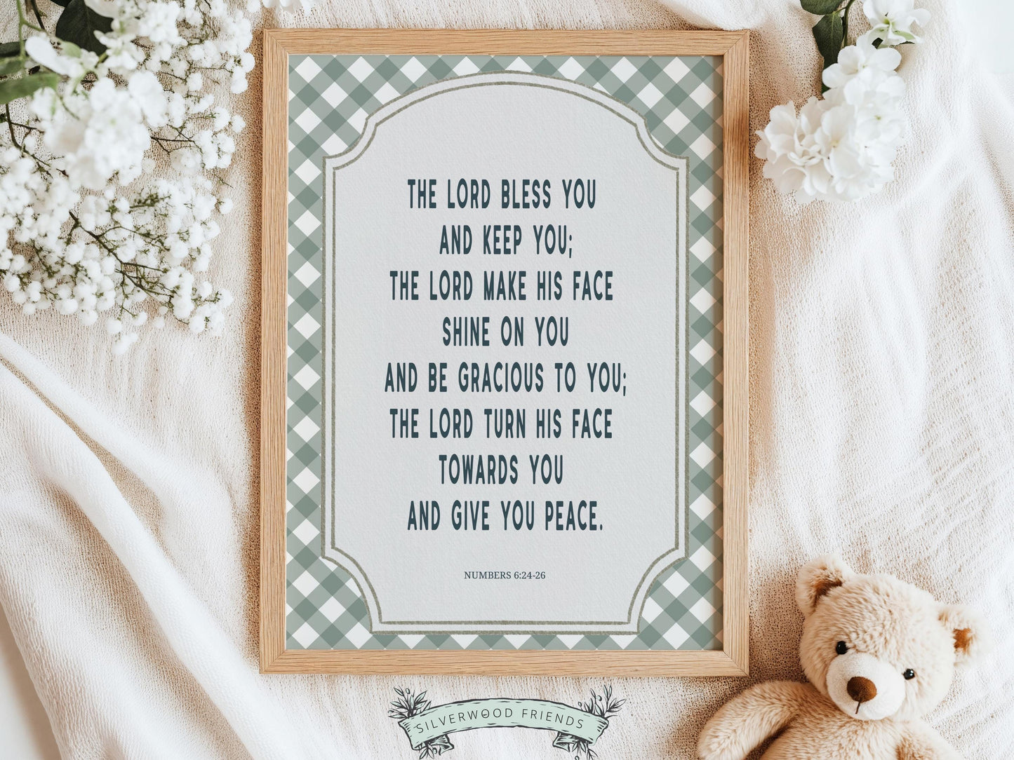 Christian Nursery Wall Art, The Lord Bless You Bible Verse Nursery Print, Farmhouse Scripture Wall Decor, Numbers 6:24-26 (Digital Download)
