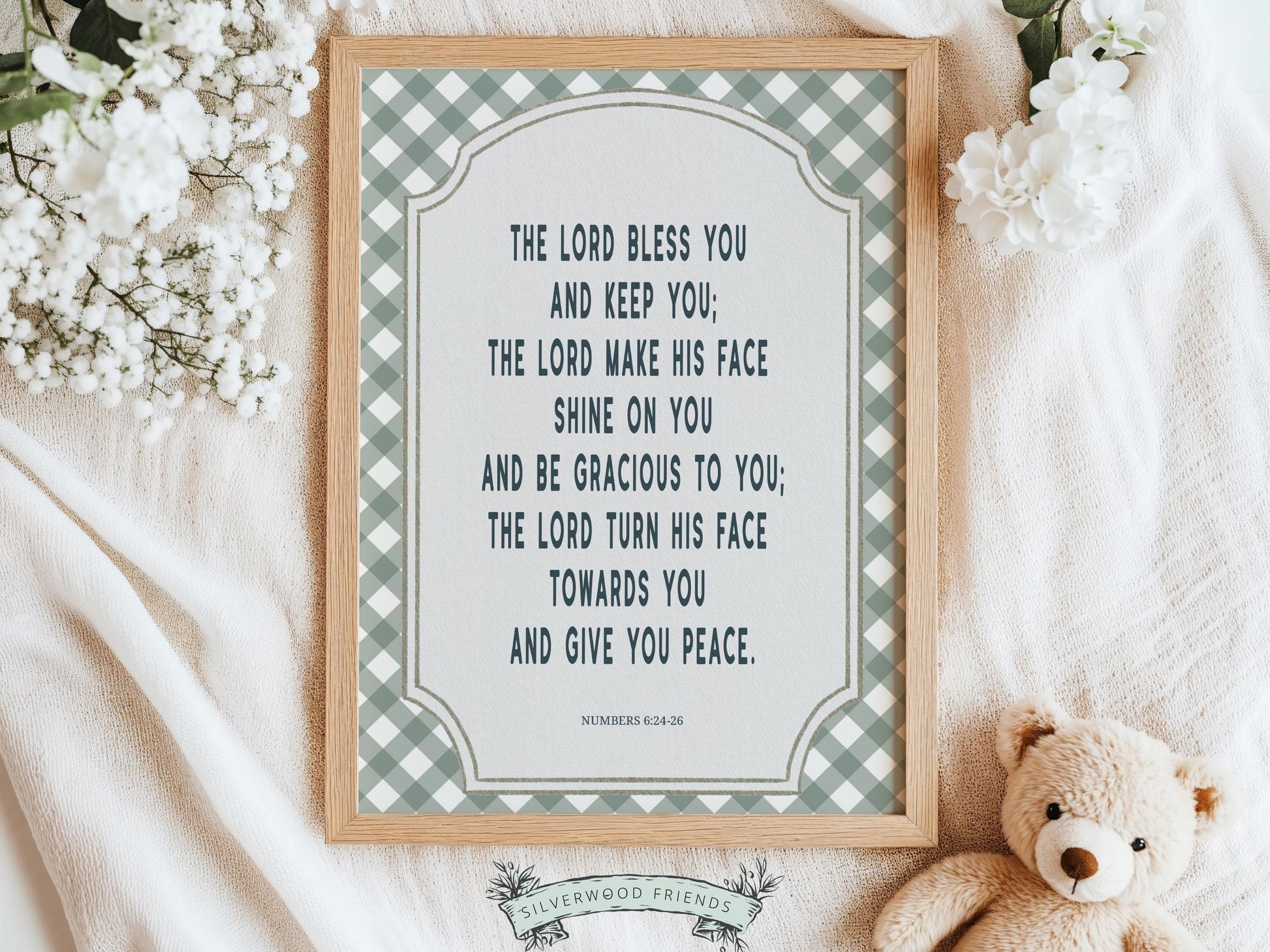 Christian Nursery Wall Art, The Lord Bless You Bible Verse Nursery Print, Farmhouse Scripture Wall Decor, Numbers 6:24-26 (Digital Download)