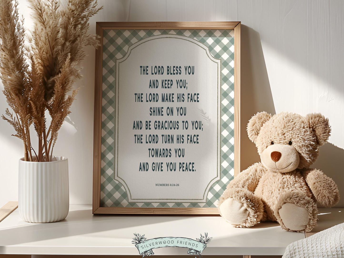 Christian Nursery Wall Art, The Lord Bless You Bible Verse Nursery Print, Farmhouse Scripture Wall Decor, Numbers 6:24-26 (Digital Download)