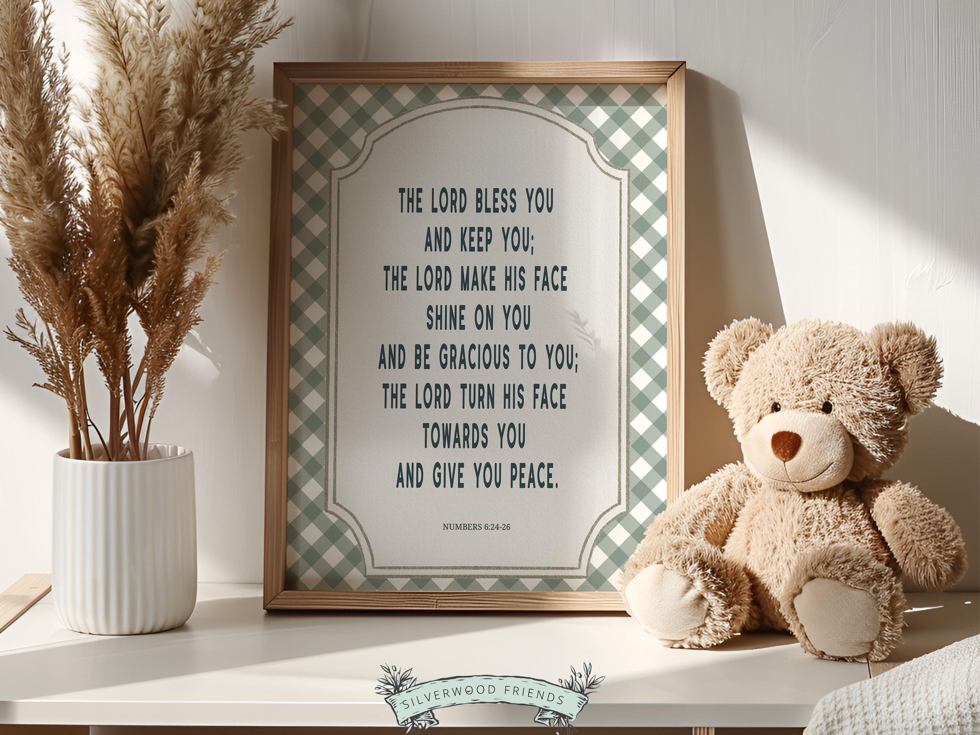 Christian Nursery Wall Art, The Lord Bless You Bible Verse Nursery Print, Farmhouse Scripture Wall Decor, Numbers 6:24-26 (Digital Download)