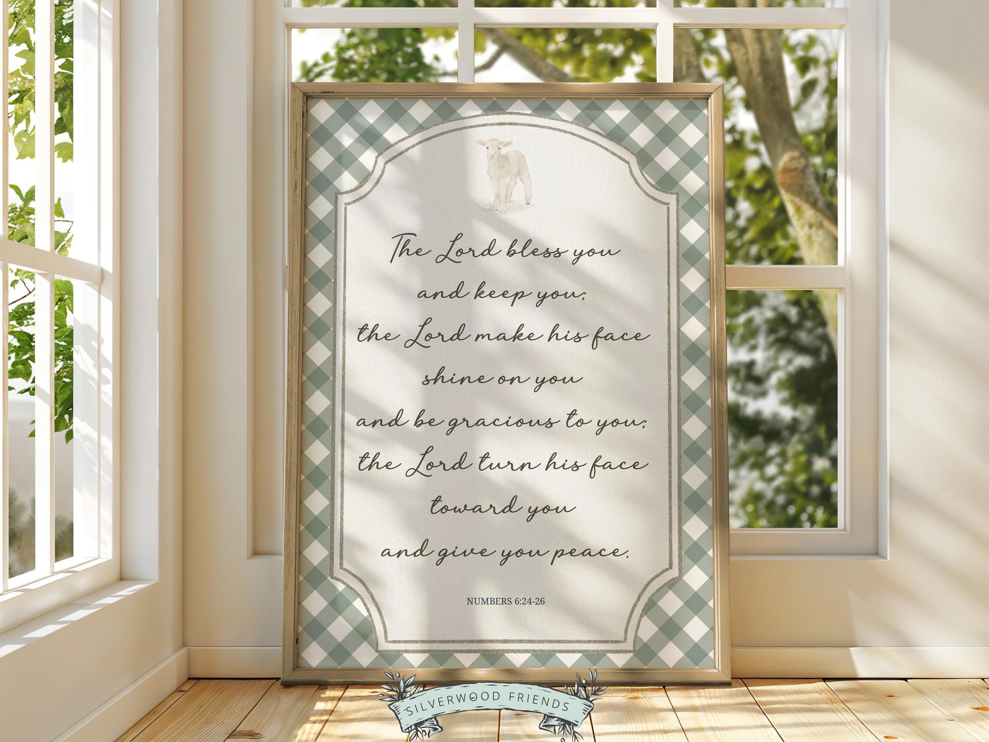 Christian Nursery Wall Art, The Lord Bless You Bible Verse Nursery Print, Farmhouse Scripture Wall Decor, Numbers 6:24-26 (Digital Download)