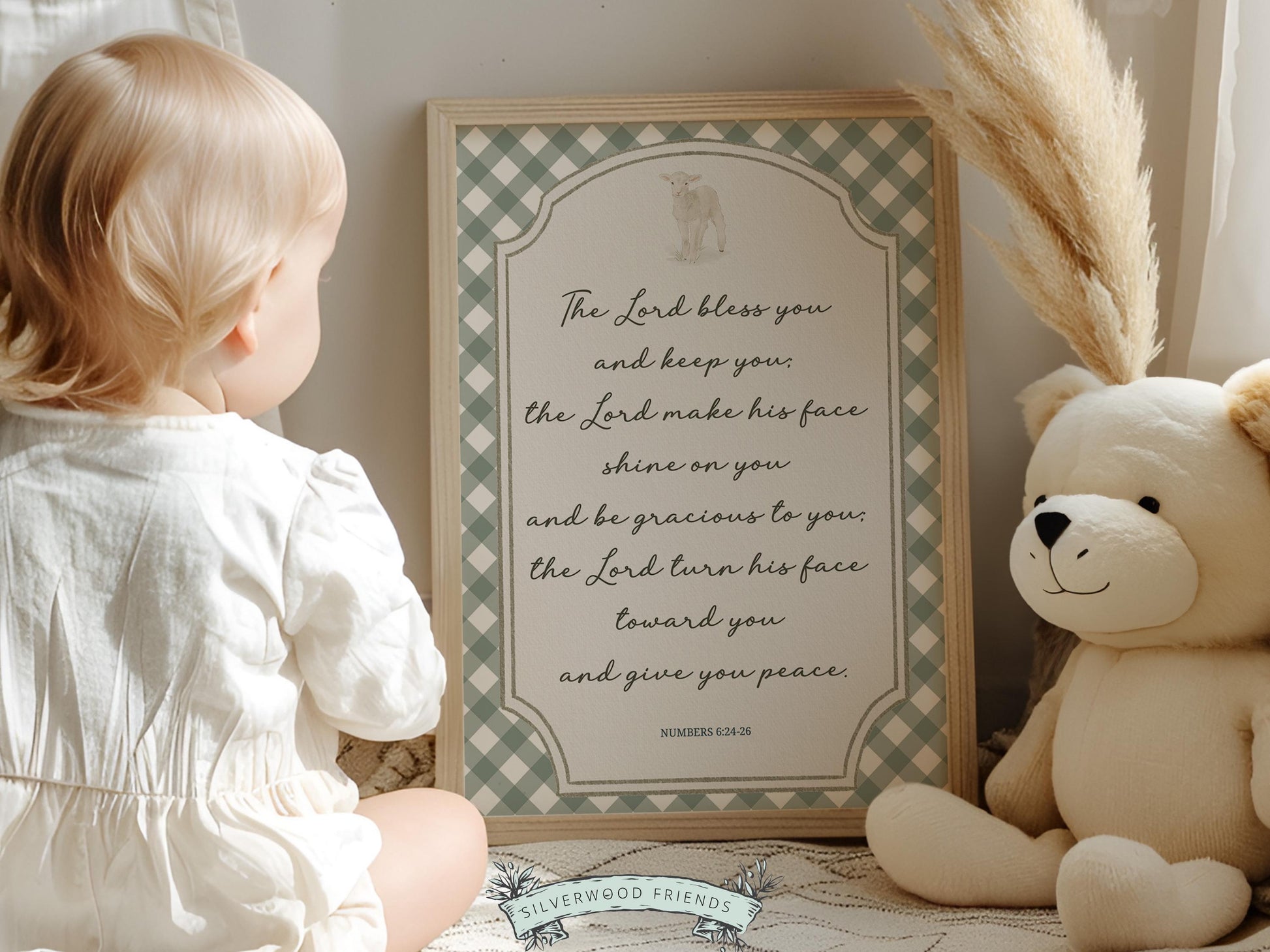 Christian Nursery Wall Art, The Lord Bless You Bible Verse Nursery Print, Farmhouse Scripture Wall Decor, Numbers 6:24-26 (Digital Download)