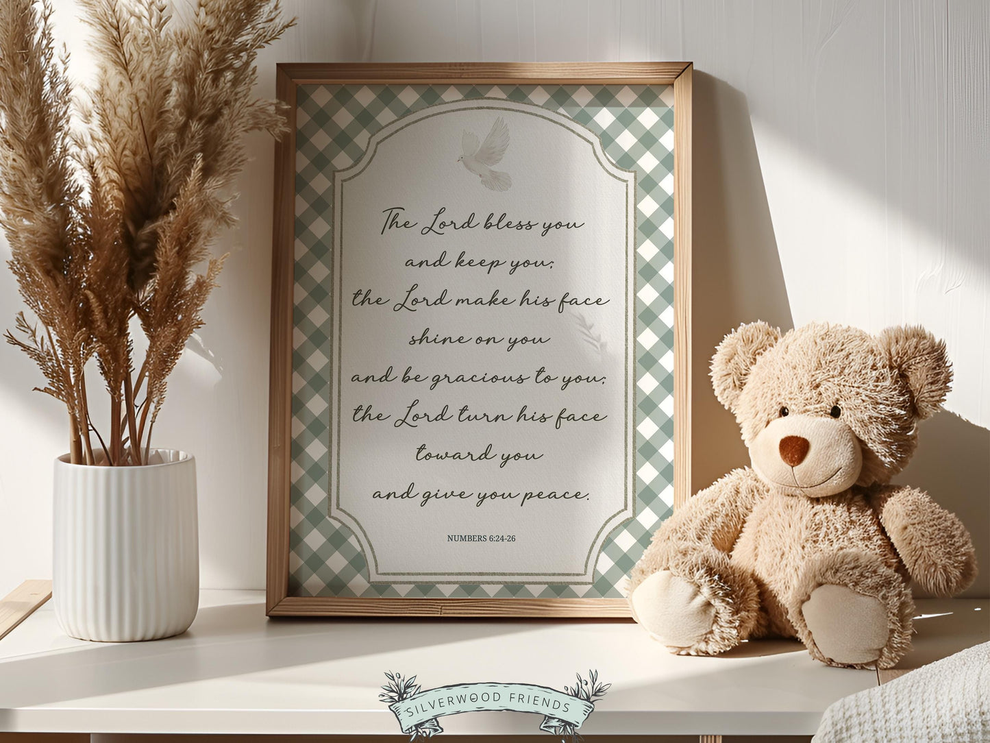 Christian Nursery Wall Art, The Lord Bless You Bible Verse Nursery Print, Farmhouse Scripture Wall Decor, Numbers 6:24-26 (Digital Download)