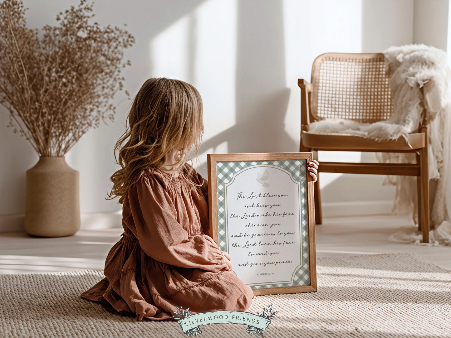 Christian Nursery Wall Art, The Lord Bless You Bible Verse Nursery Print, Farmhouse Scripture Wall Decor, Numbers 6:24-26 (Digital Download)