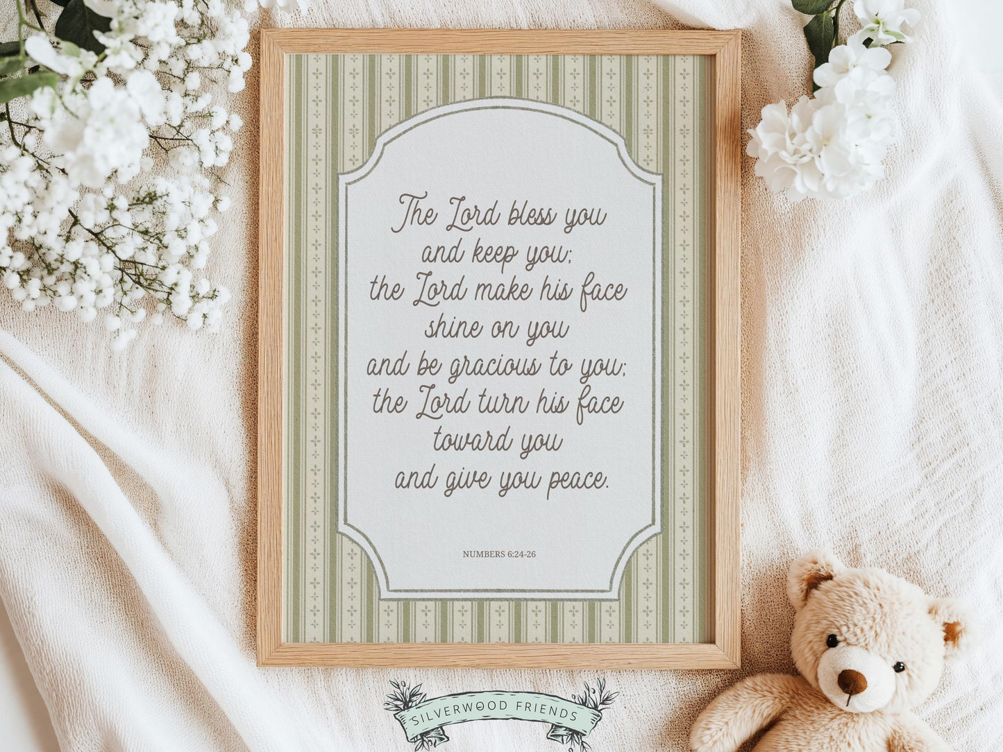 Christian Nursery Wall Art, The Lord Bless You Bible Verse Nursery Print, Farmhouse Scripture Wall Decor, Numbers 6:24-26 (Digital Download)