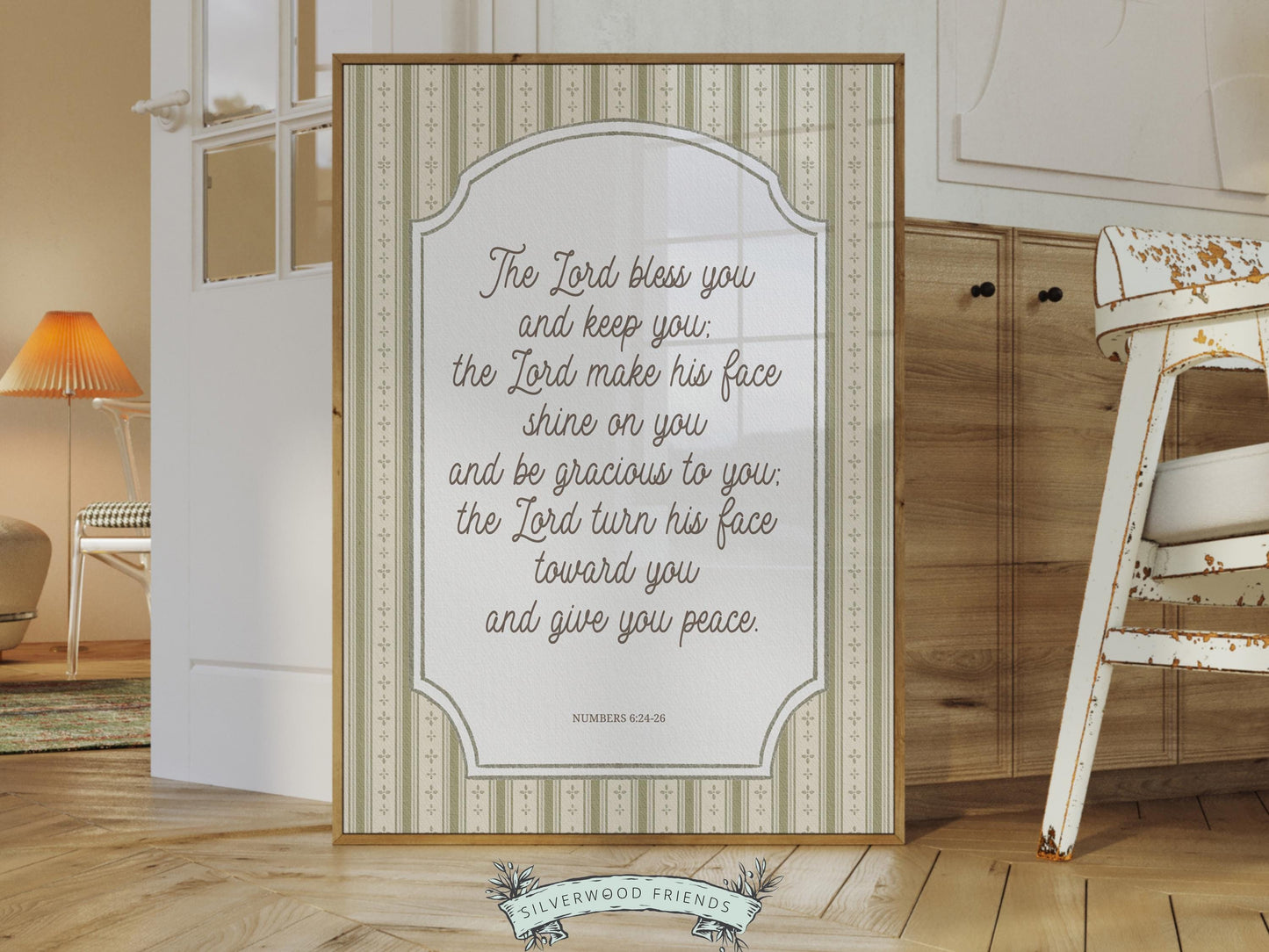 Christian Nursery Wall Art, The Lord Bless You Bible Verse Nursery Print, Farmhouse Scripture Wall Decor, Numbers 6:24-26 (Digital Download)