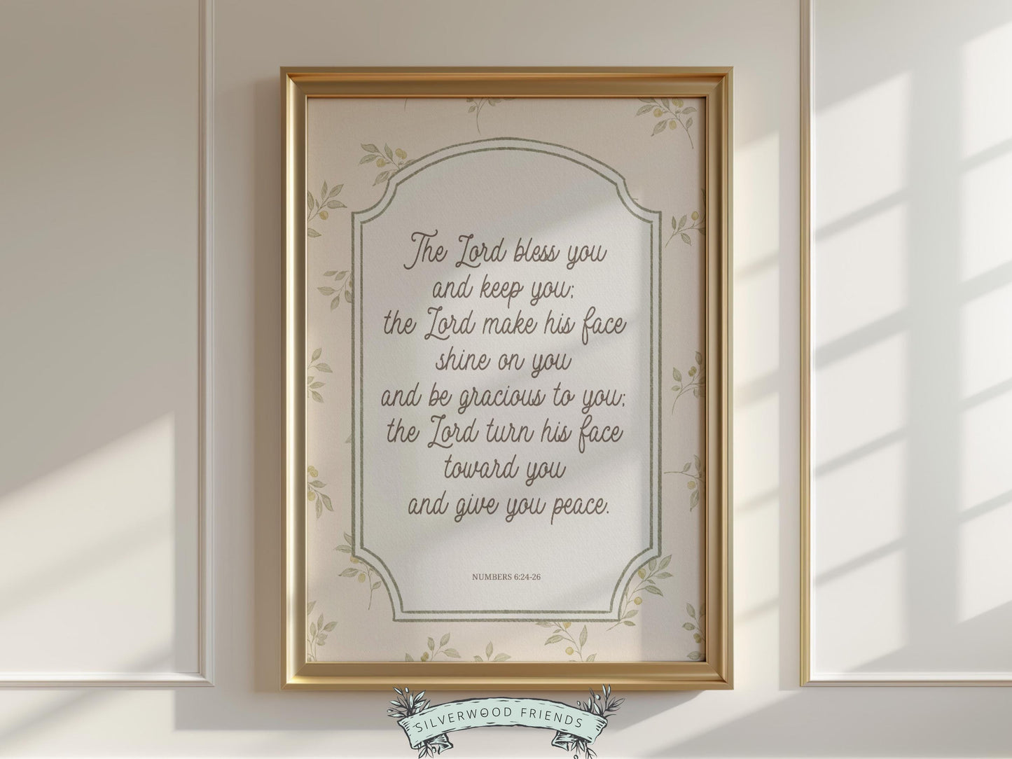 Christian Nursery Wall Art, The Lord Bless You Bible Verse Nursery Print, Farmhouse Scripture Wall Decor, Numbers 6:24-26 (Digital Download)