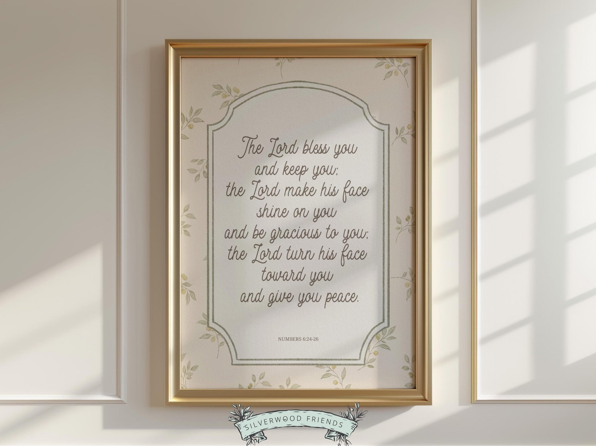 Christian Nursery Wall Art, The Lord Bless You Bible Verse Nursery Print, Farmhouse Scripture Wall Decor, Numbers 6:24-26 (Digital Download)