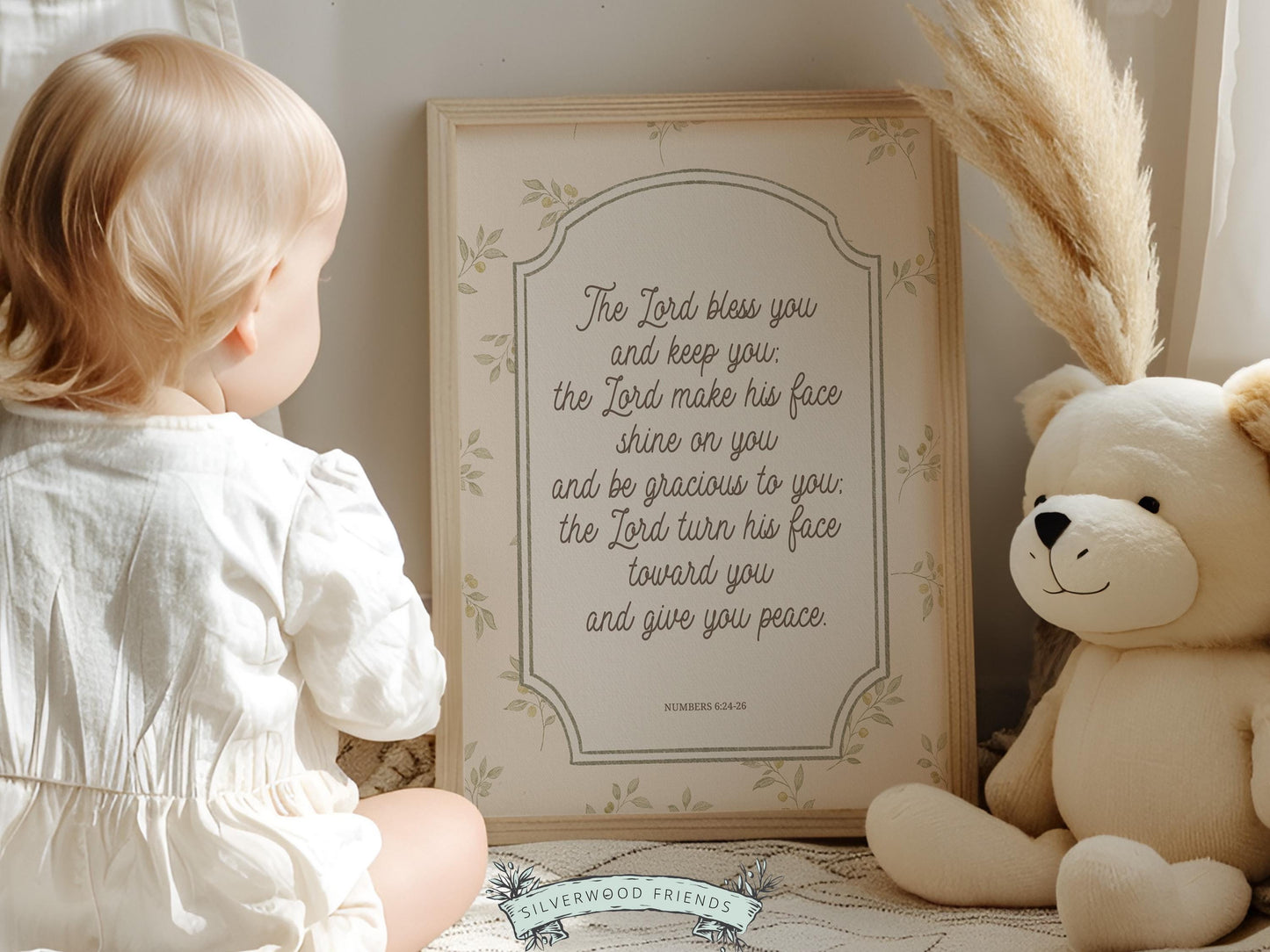 Christian Nursery Wall Art, The Lord Bless You Bible Verse Nursery Print, Farmhouse Scripture Wall Decor, Numbers 6:24-26 (Digital Download)