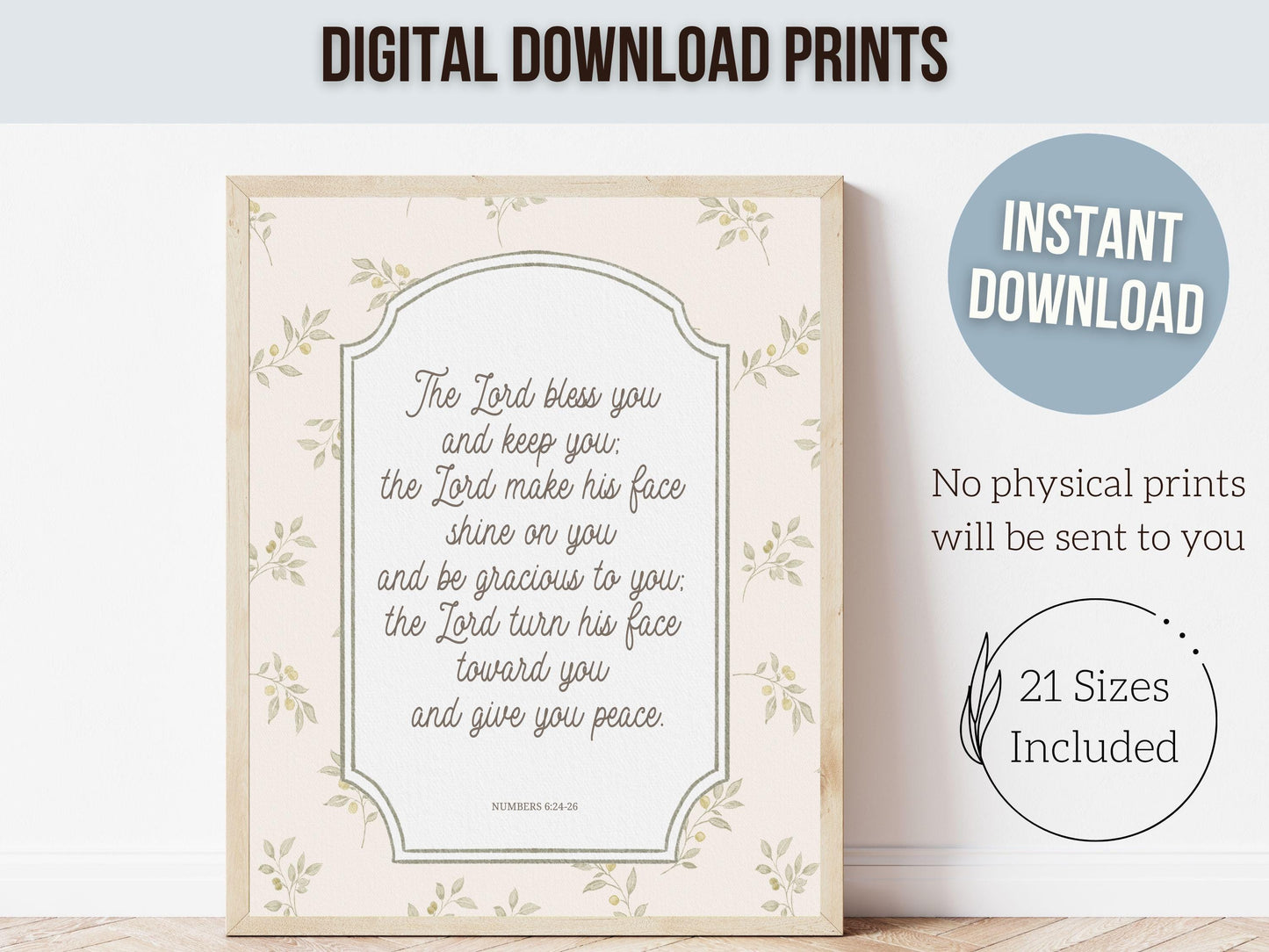 Christian Nursery Wall Art, The Lord Bless You Bible Verse Nursery Print, Farmhouse Scripture Wall Decor, Numbers 6:24-26 (Digital Download)