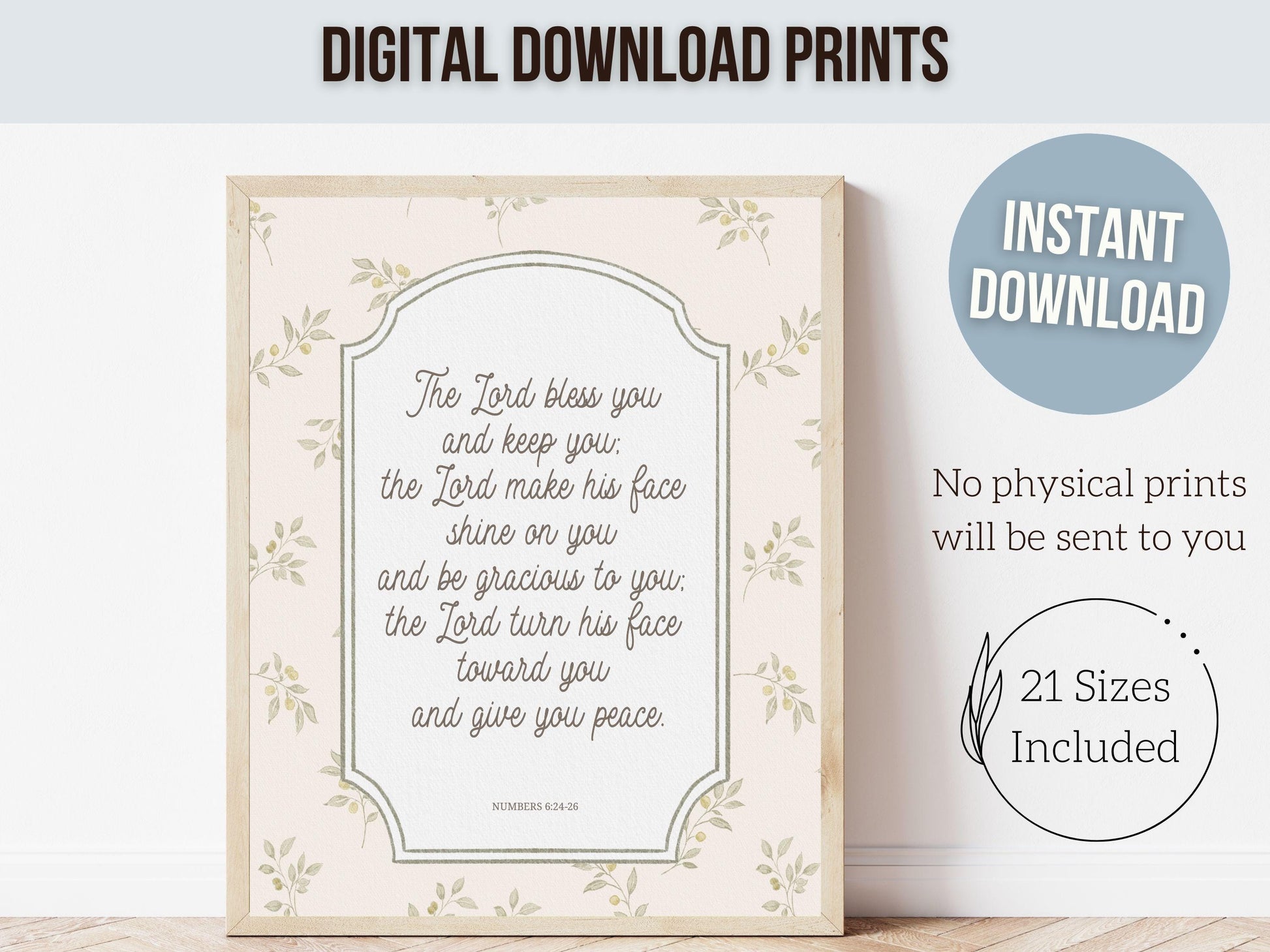 Christian Nursery Wall Art, The Lord Bless You Bible Verse Nursery Print, Farmhouse Scripture Wall Decor, Numbers 6:24-26 (Digital Download)