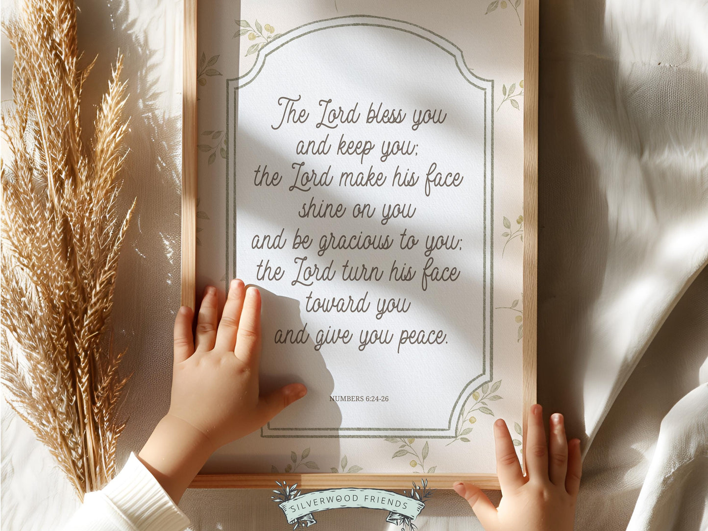 Christian Nursery Wall Art, The Lord Bless You Bible Verse Nursery Print, Farmhouse Scripture Wall Decor, Numbers 6:24-26 (Digital Download)