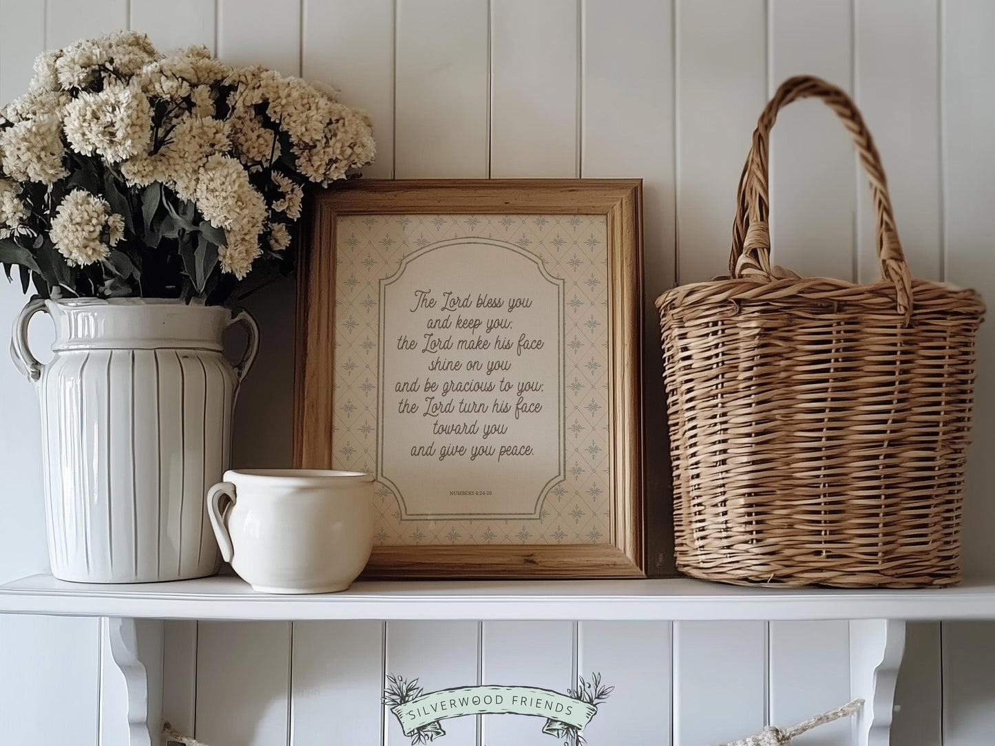 Christian Nursery Wall Art, The Lord Bless You Bible Verse Nursery Print, Farmhouse Scripture Wall Decor, Numbers 6:24-26 (Digital Download)