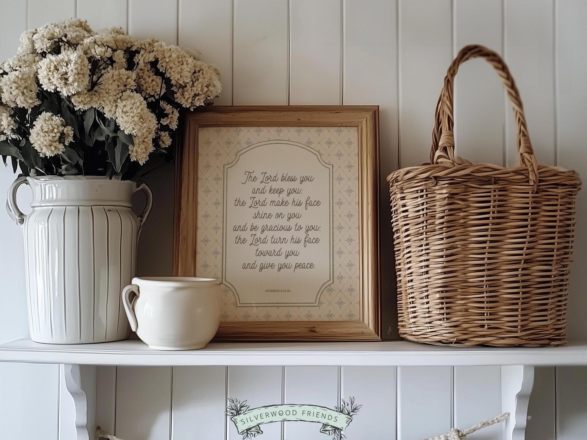 Christian Nursery Wall Art, The Lord Bless You Bible Verse Nursery Print, Farmhouse Scripture Wall Decor, Numbers 6:24-26 (Digital Download)