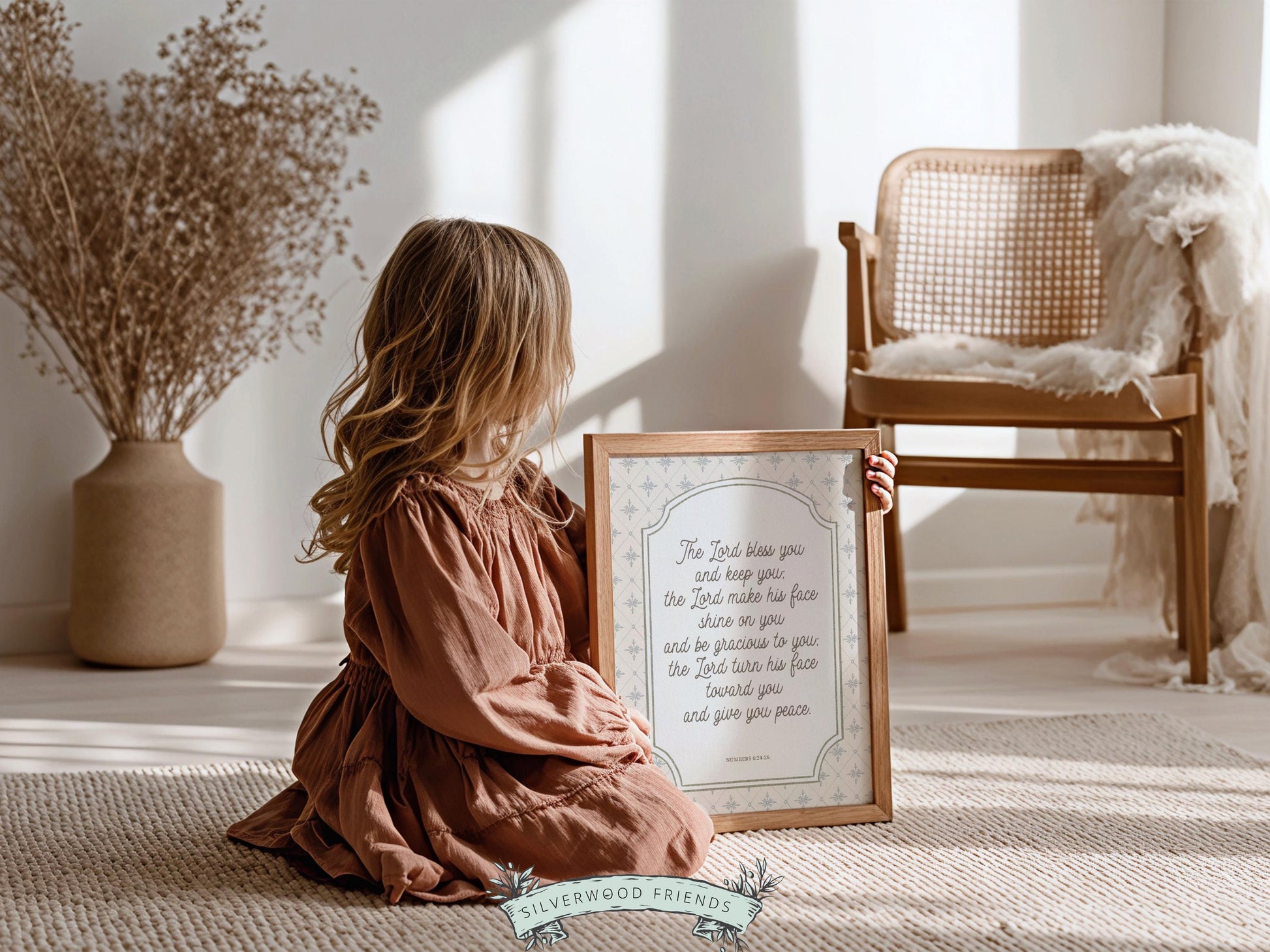 Christian Nursery Wall Art, The Lord Bless You Bible Verse Nursery Print, Farmhouse Scripture Wall Decor, Numbers 6:24-26 (Digital Download)