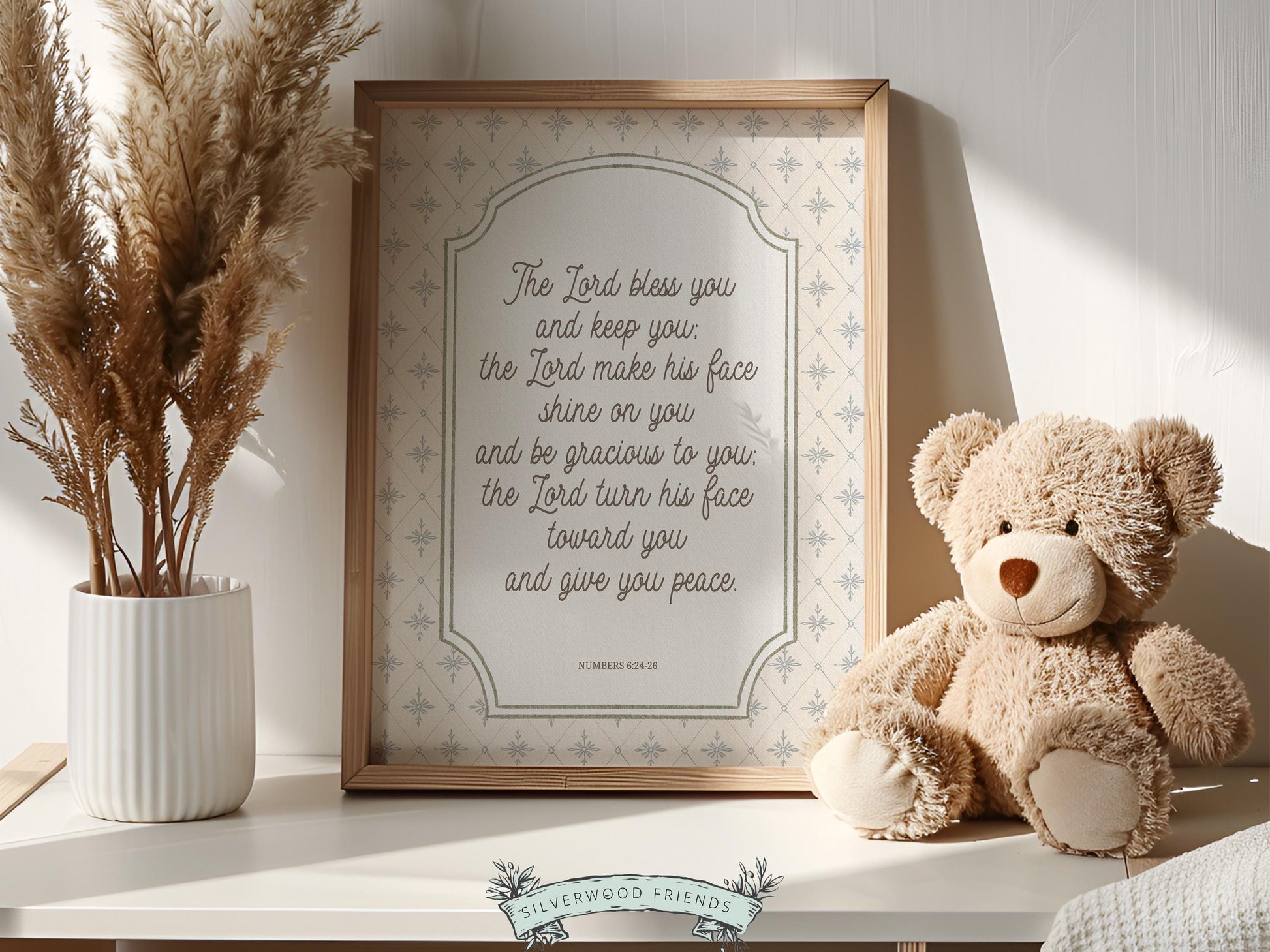 Christian Nursery Wall Art, The Lord Bless You Bible Verse Nursery Print, Farmhouse Scripture Wall Decor, Numbers 6:24-26 (Digital Download)