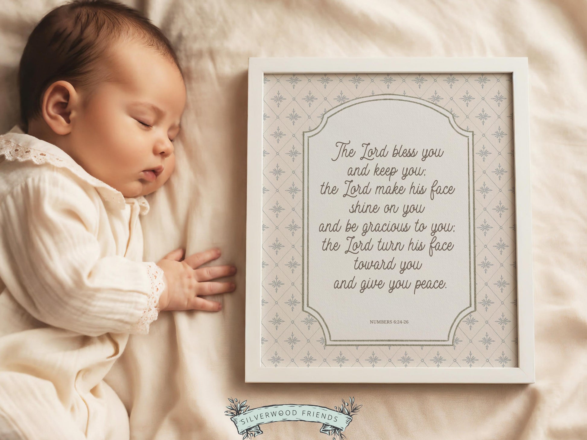 Christian Nursery Wall Art, The Lord Bless You Bible Verse Nursery Print, Farmhouse Scripture Wall Decor, Numbers 6:24-26 (Digital Download)
