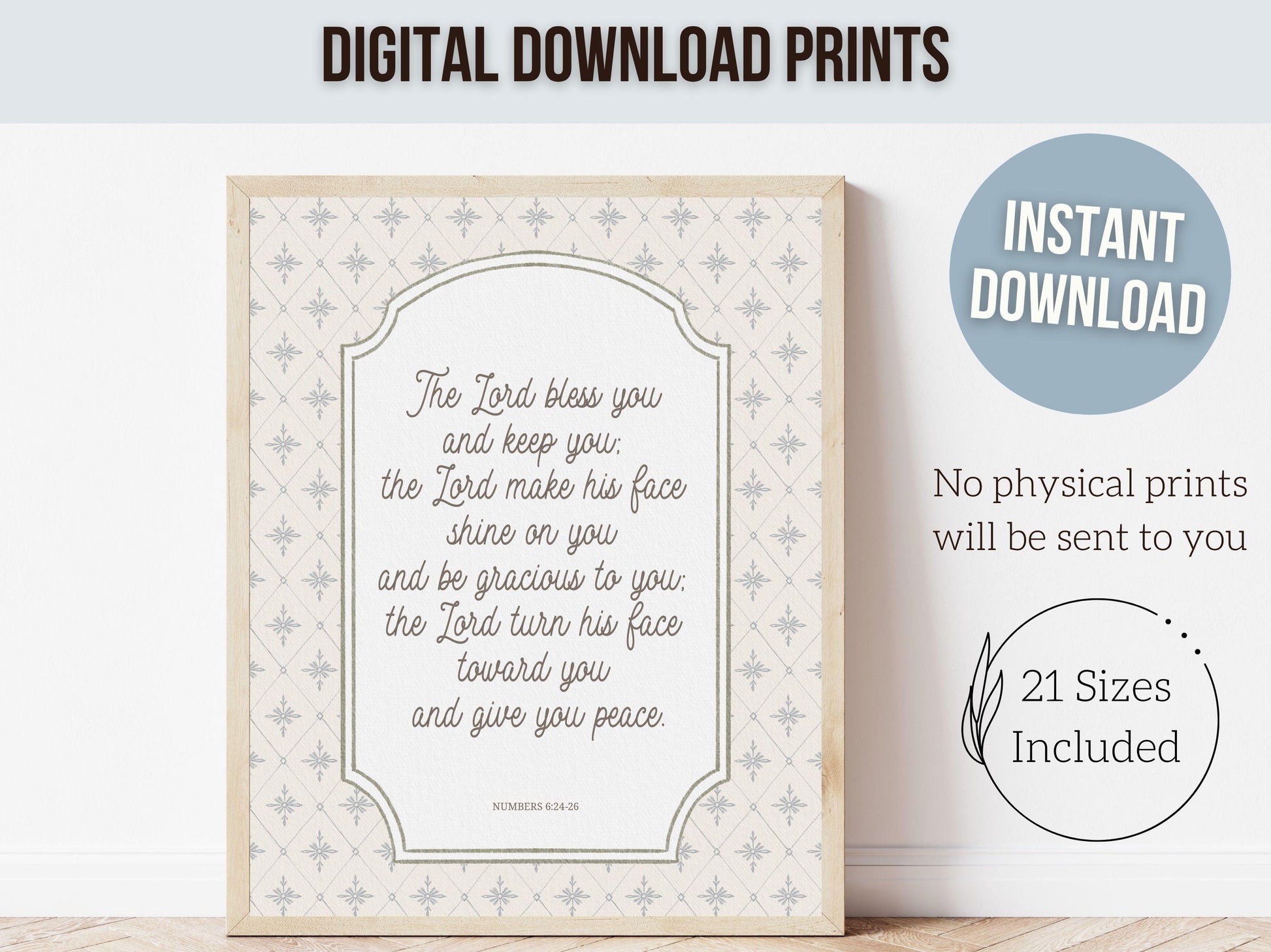 Christian Nursery Wall Art, The Lord Bless You Bible Verse Nursery Print, Farmhouse Scripture Wall Decor, Numbers 6:24-26 (Digital Download)